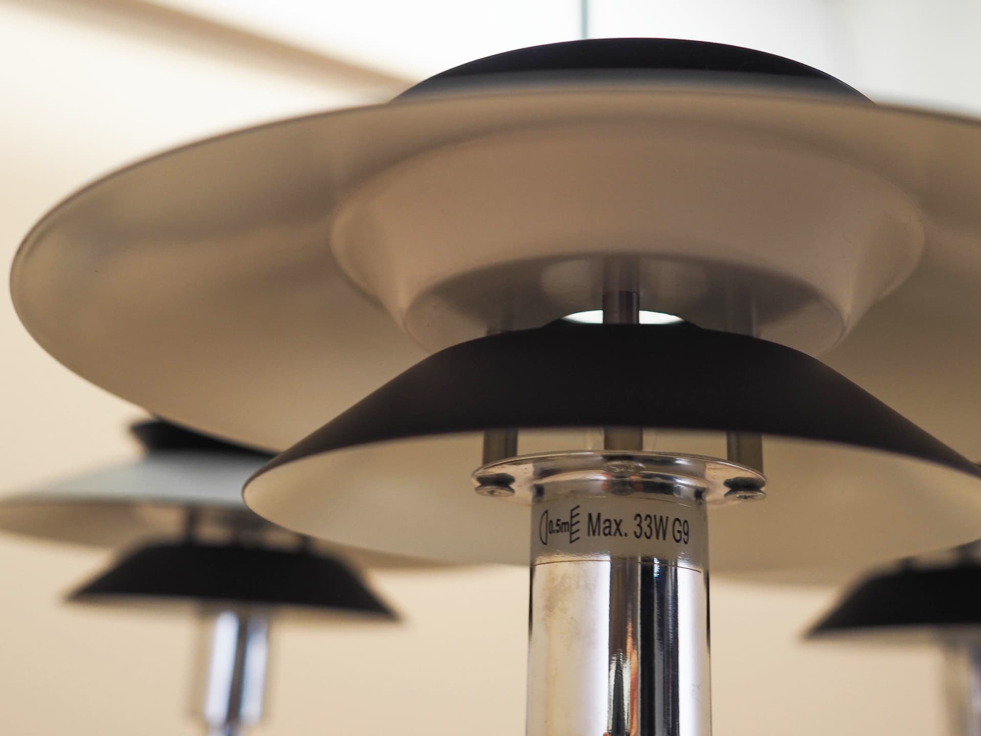 Pendant lamp Genoa, silver stainless steel, black metal, Harald Nyborg A/S, Denmark - 363457