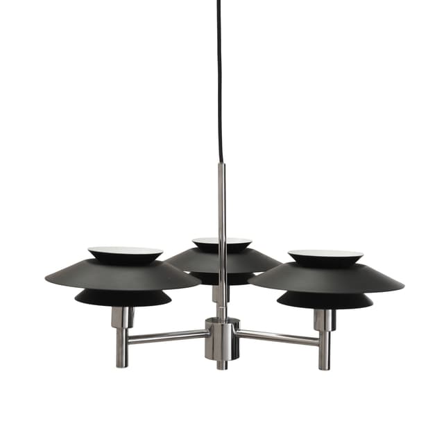 Pendant lamp Genoa, silver stainless steel, black metal, Harald Nyborg A/S, Denmark - DIMENSION