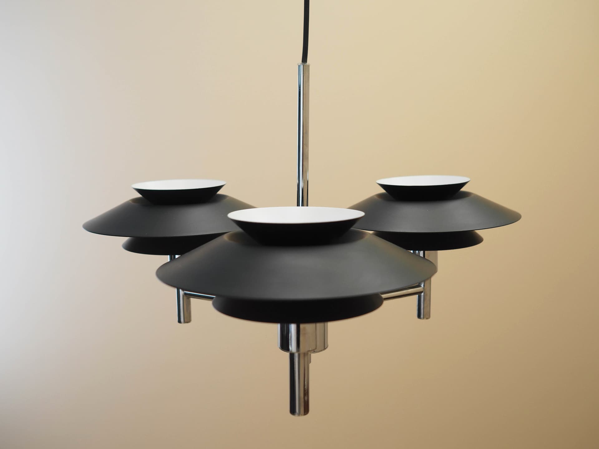 Pendant lamp Genoa, silver stainless steel, black metal, Harald Nyborg A/S, Denmark - 363452