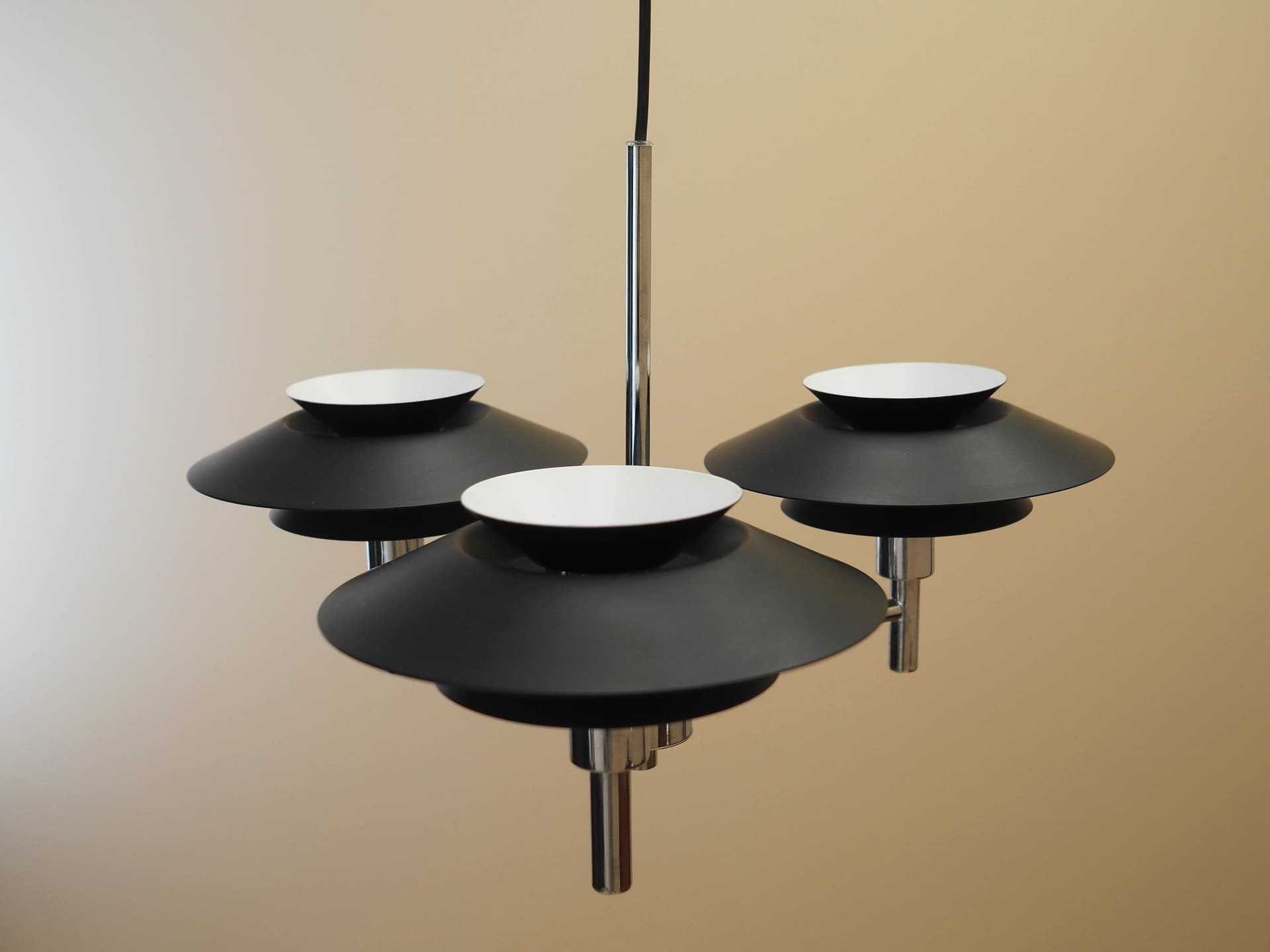 Pendant lamp Genoa, silver stainless steel, black metal, Harald Nyborg A/S, Denmark - 363451