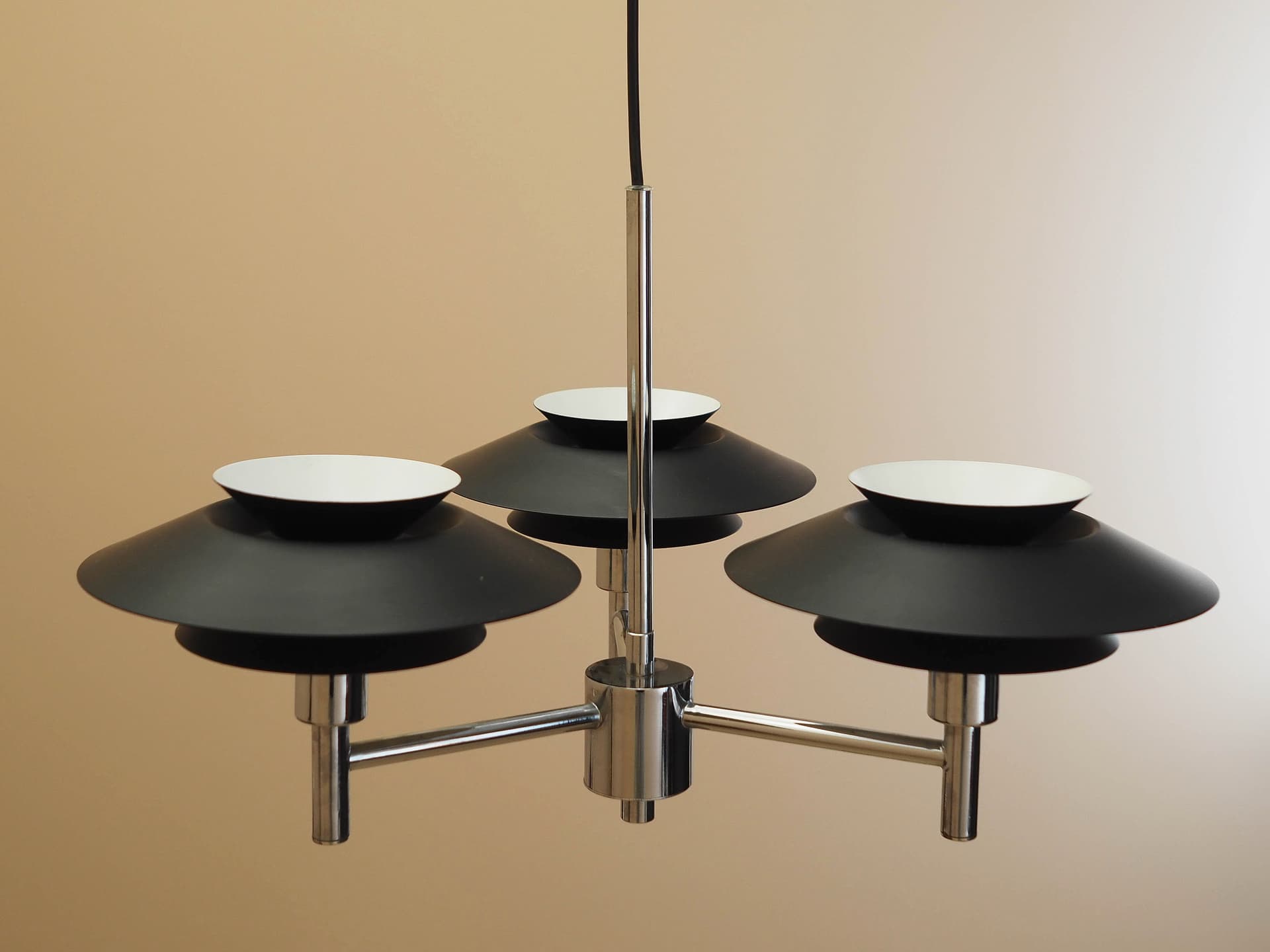 Pendant lamp Genoa, silver stainless steel, black metal, Harald Nyborg A/S, Denmark - 363447