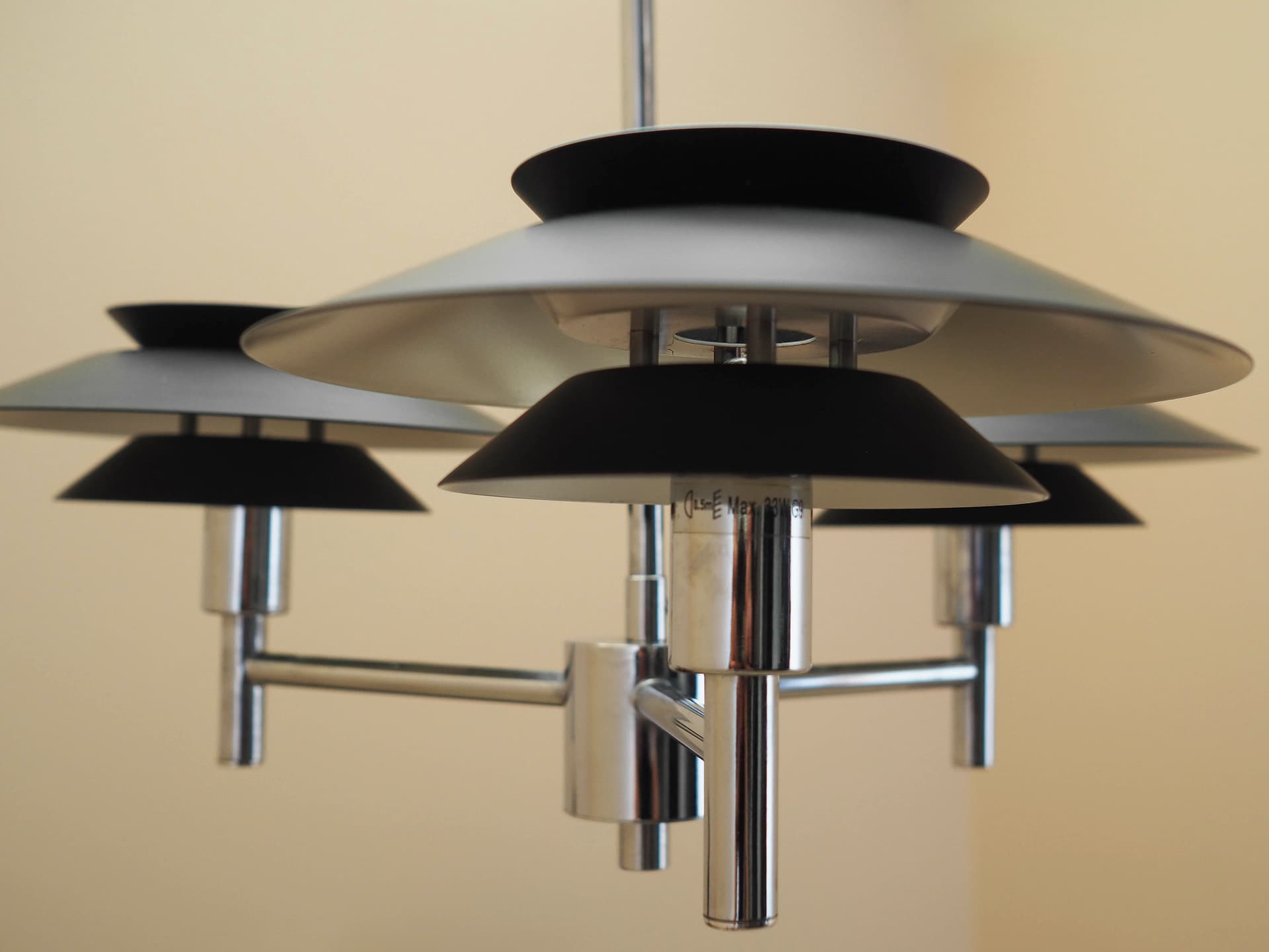Pendant lamp Genoa, silver stainless steel, black metal, Harald Nyborg A/S, Denmark - 363459