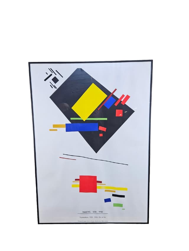 Plakat wystawowy Suprematismo 101x71 cm, litografia offsetowa, art. K. Malewicz, Polska, lata 70. - WYMIARY