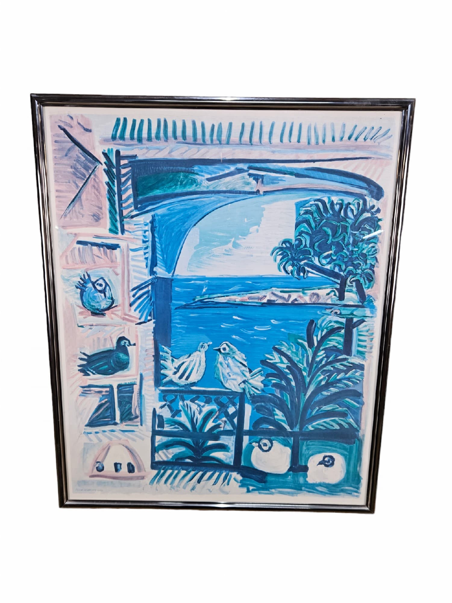Litografia Lazurowe Wybrzeże 84x69 cm, papier, aut. H. Deschamps, Francja, lata 70. - 363540