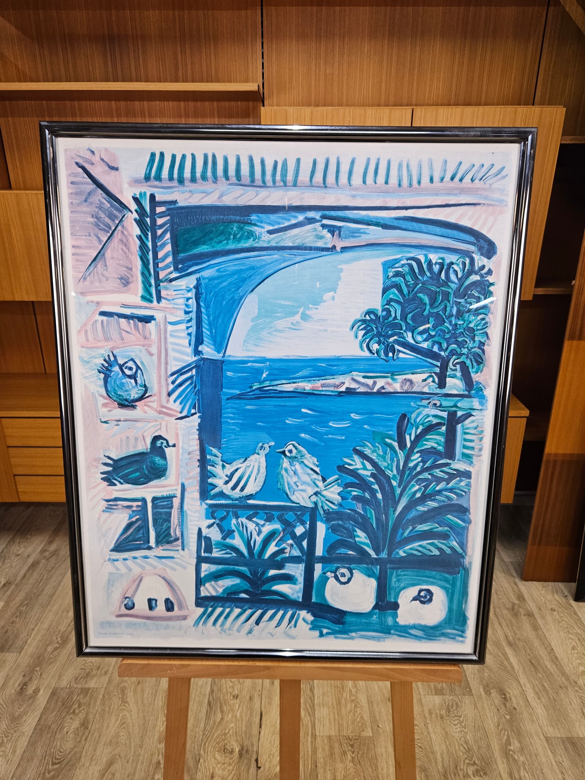 Litografia Lazurowe Wybrzeże 84x69 cm, papier, aut. H. Deschamps, Francja, lata 70. - 363543