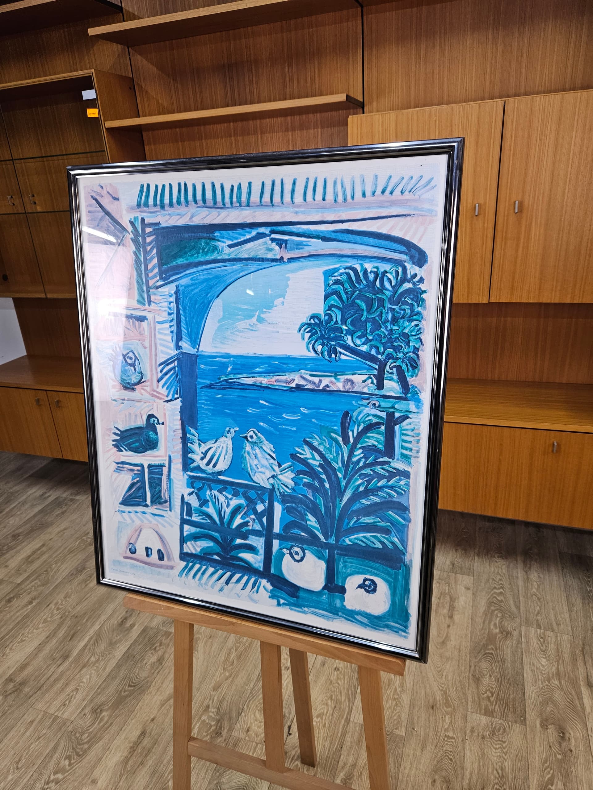 Litografia Lazurowe Wybrzeże 84x69 cm, papier, aut. H. Deschamps, Francja, lata 70. - 363544