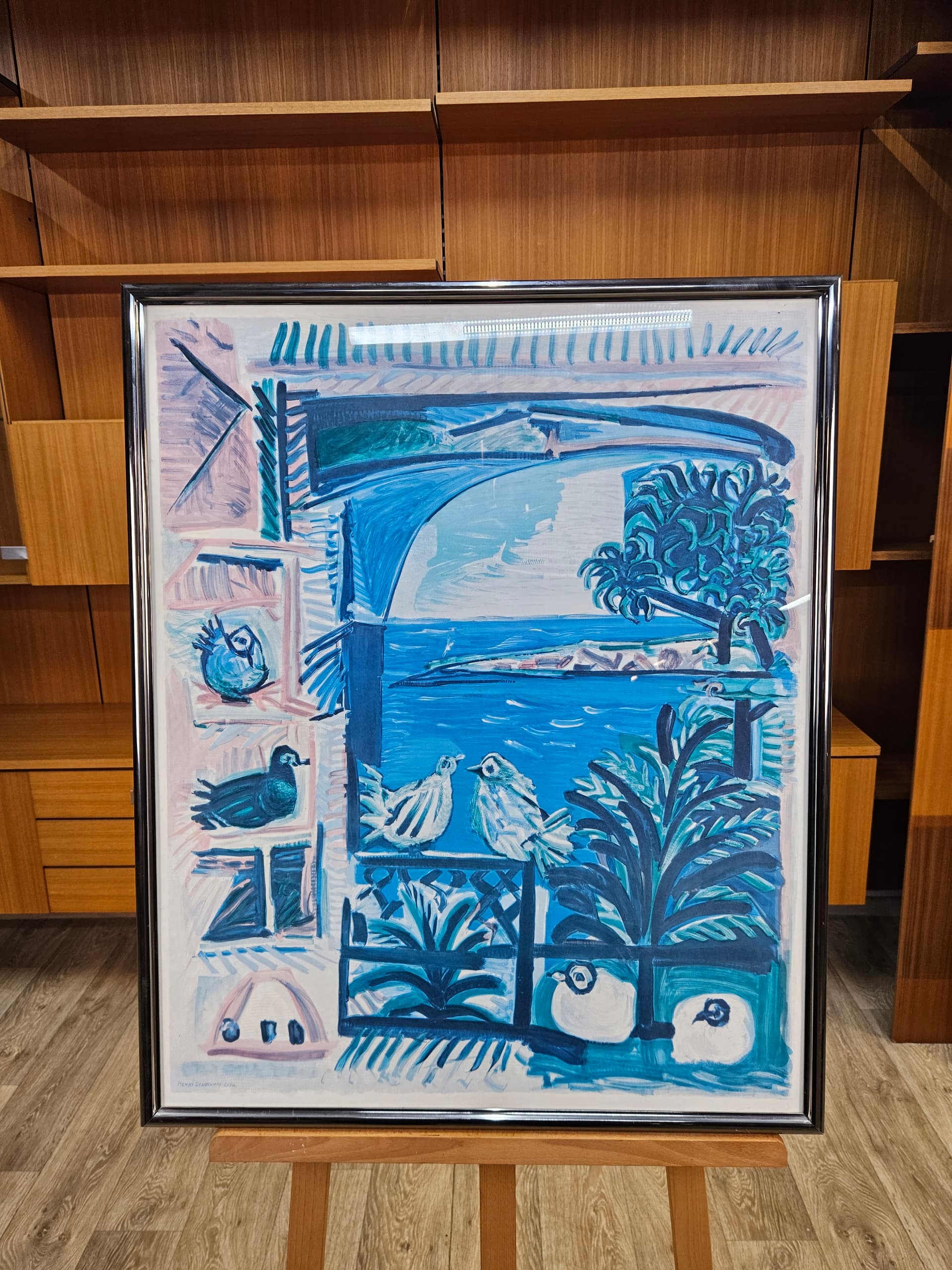 Litografia Lazurowe Wybrzeże 84x69 cm, papier, aut. H. Deschamps, Francja, lata 70. - 363545