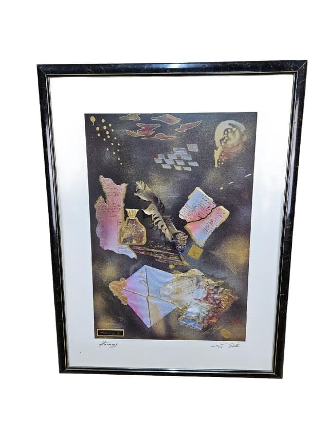 Lithograph Harmony I, paper, frame glass black and silver, USA, 1980s - DIMENSION