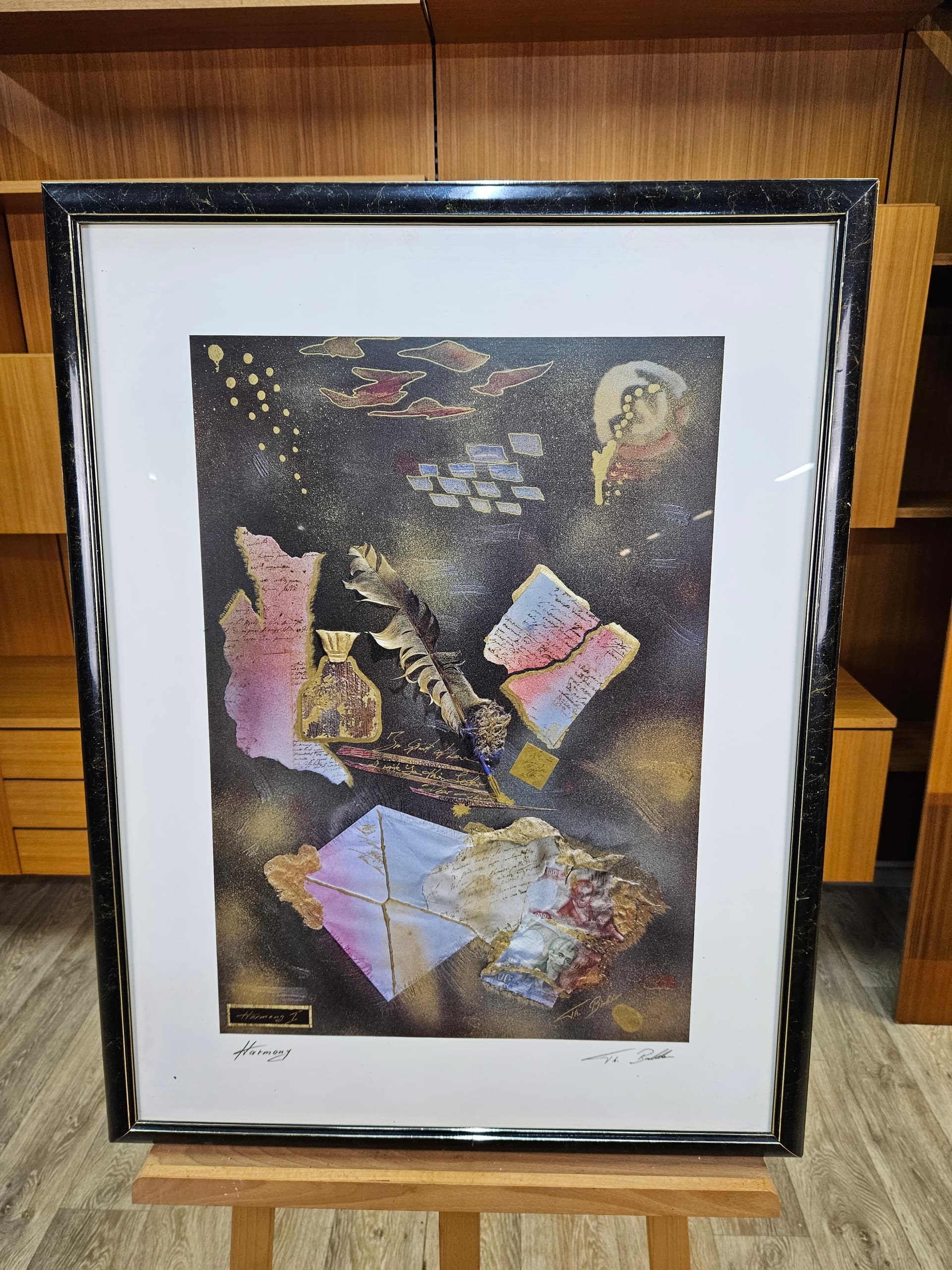 Lithograph Harmony I, paper, frame glass black and silver, USA, 1980s - 363555