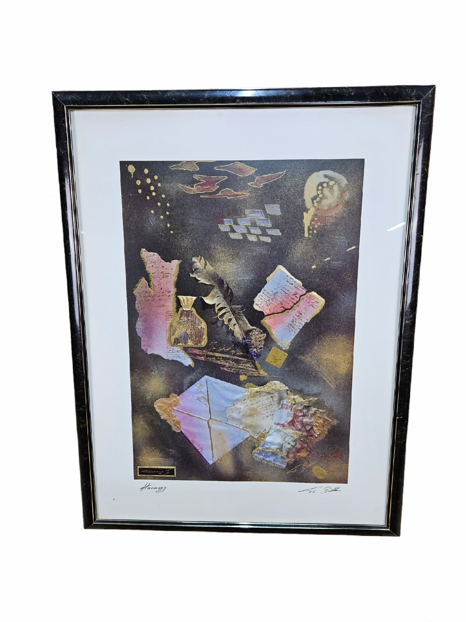 Lithograph Harmony I, paper, frame glass black and silver, USA, 1980s - 363549