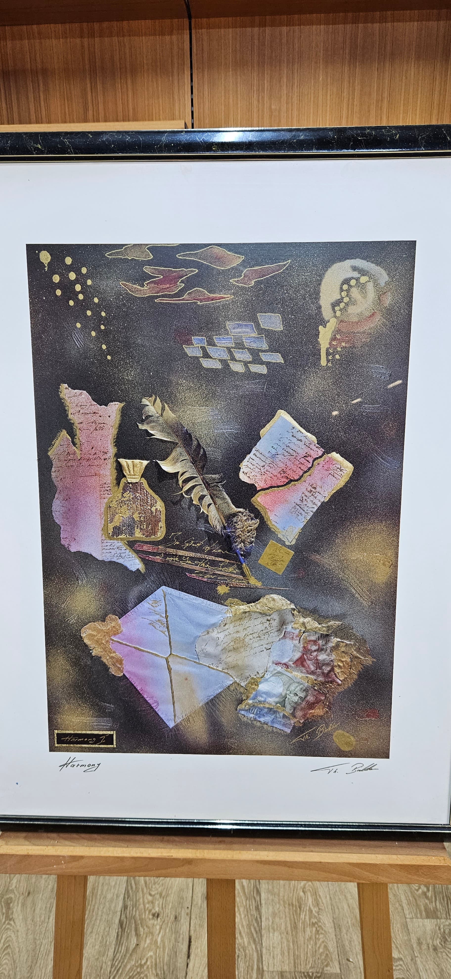 Lithograph Harmony I, paper, frame glass black and silver, USA, 1980s - 363552