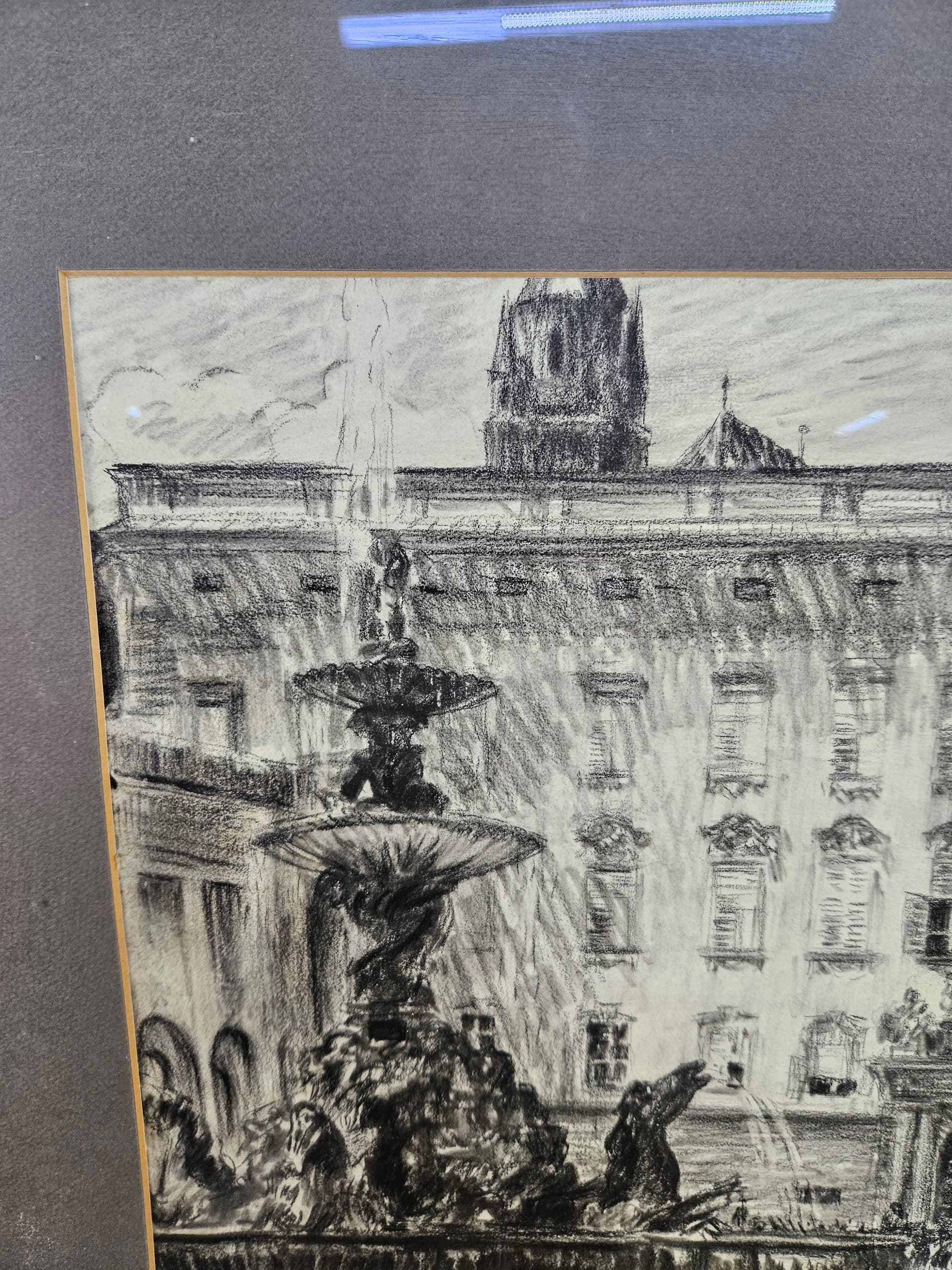 Rysunek Zum Salzburg, czarna kreda, papier, art. P. Bach, Niemcy, początek XX w. - 363565