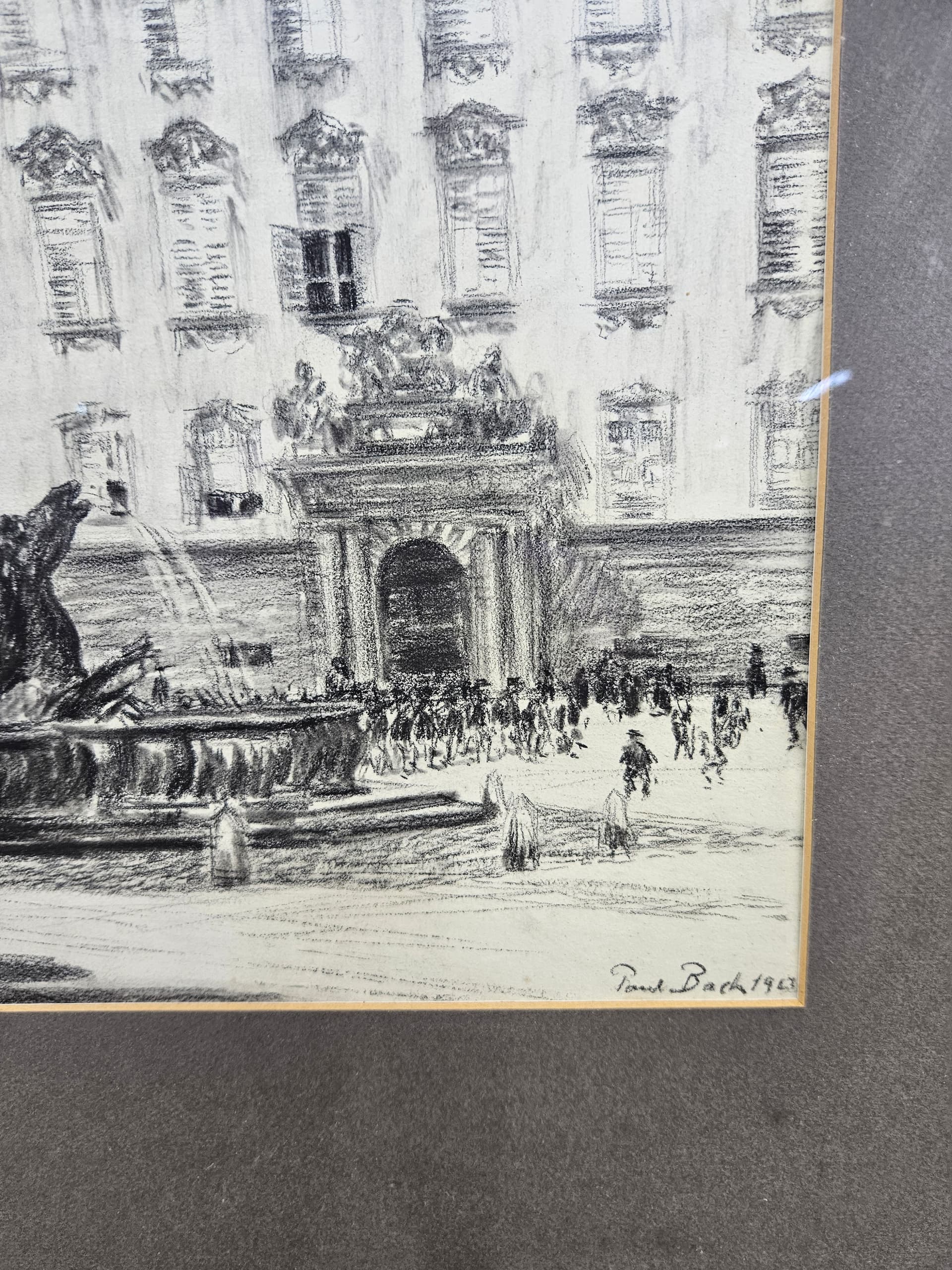 Rysunek Zum Salzburg, czarna kreda, papier, art. P. Bach, Niemcy, początek XX w. - 363561