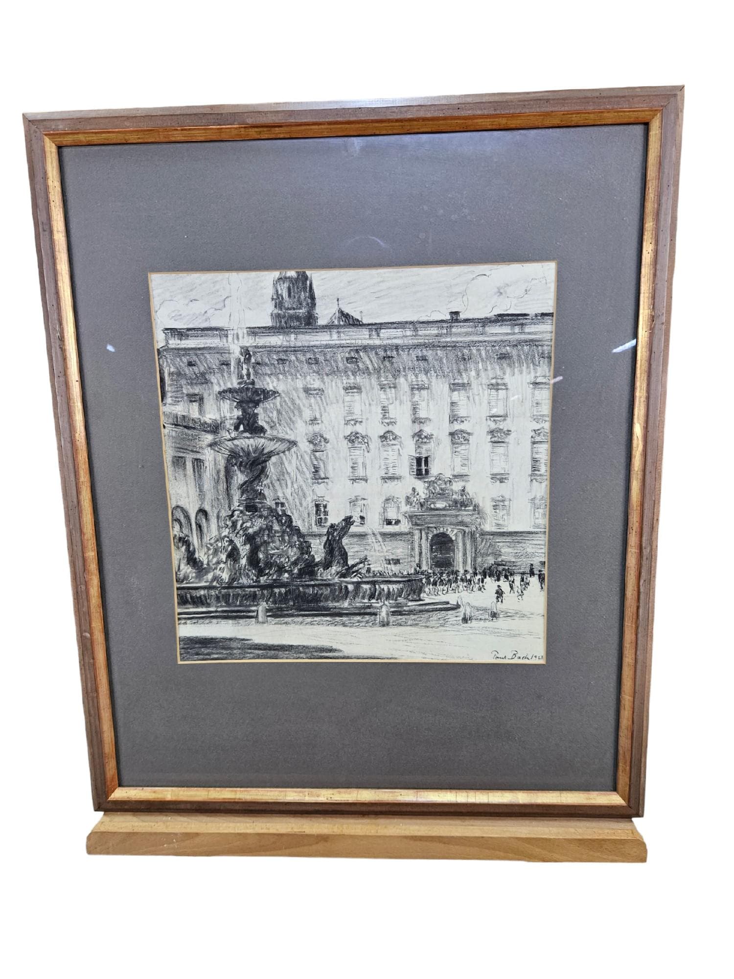 Rysunek Zum Salzburg, czarna kreda, papier, art. P. Bach, Niemcy, początek XX w.