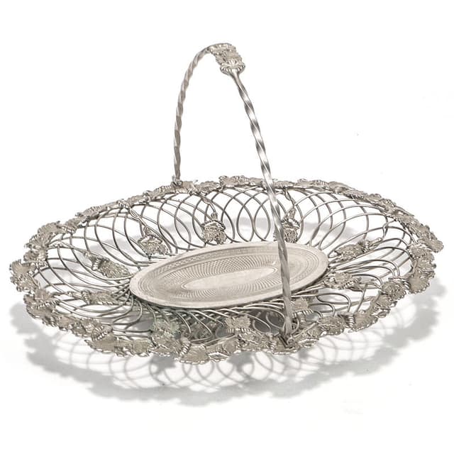 Openwork basket, silver brass, Norblin, Poland, early 20th century - DIMENSION