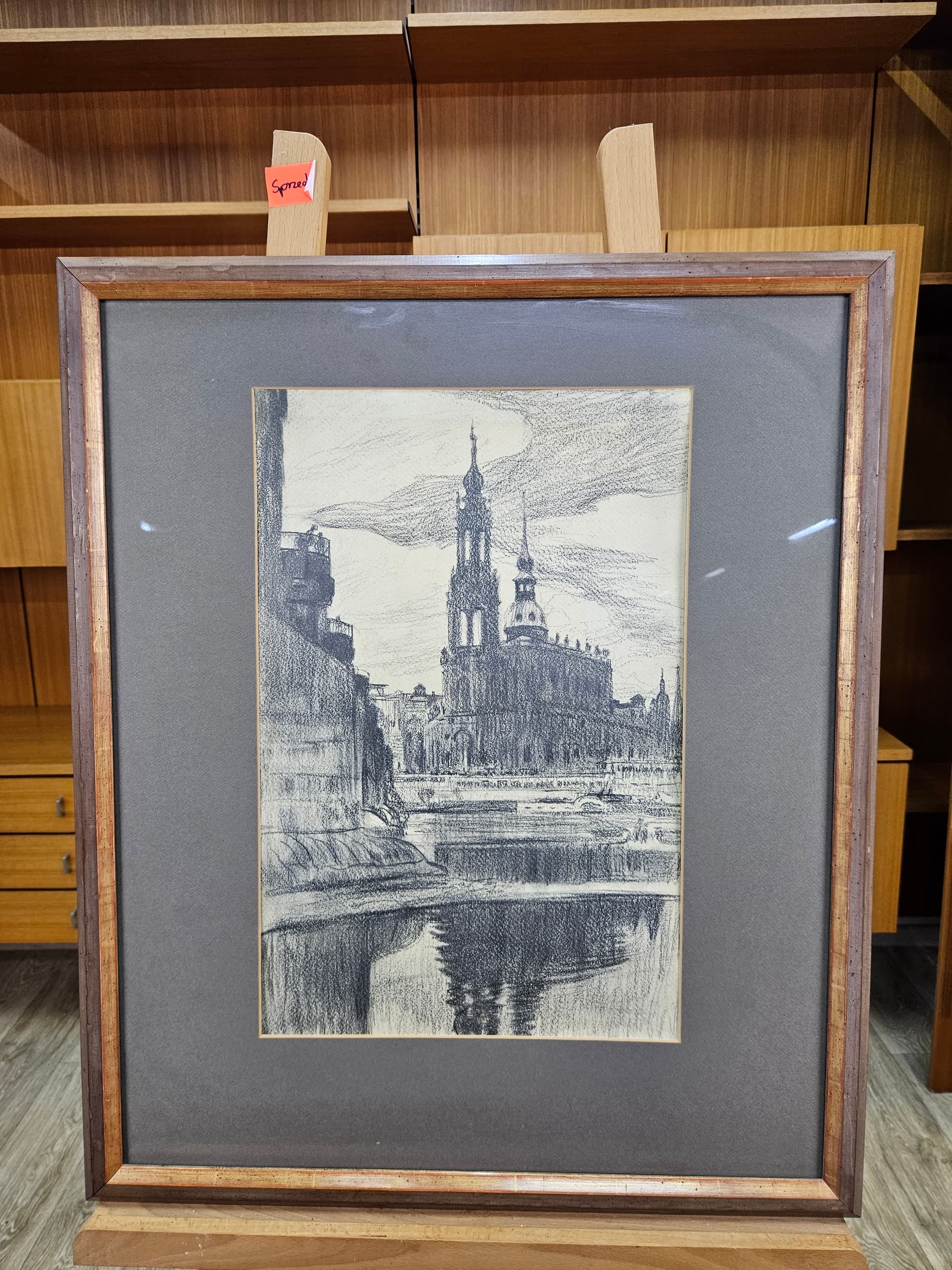 Rysunek Dresden Altstadt nr 6, czarna kreda, papier, art. P. Bach, Niemcy, początek XX w. - 363602