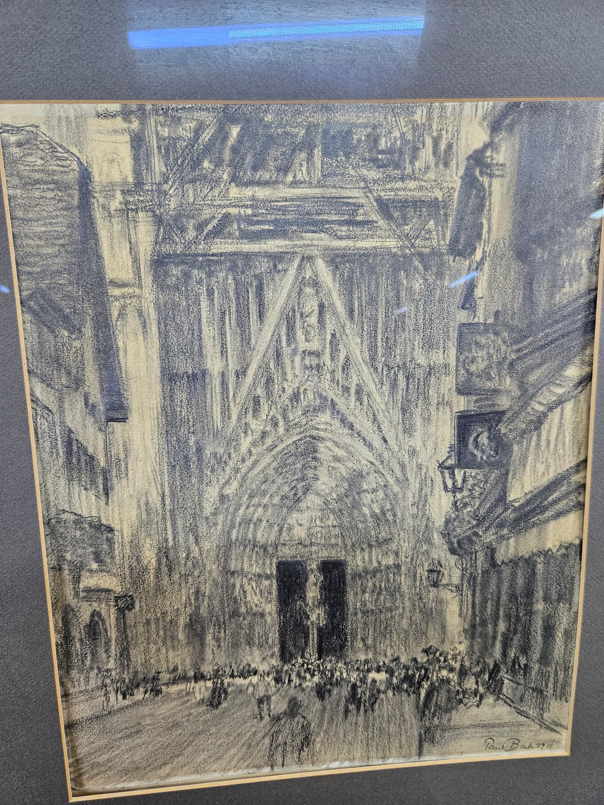 Rysunek Zum Staneburg, kreda czarna, papier, art. P. Bach, Niemcy, początek XX w. - 363638