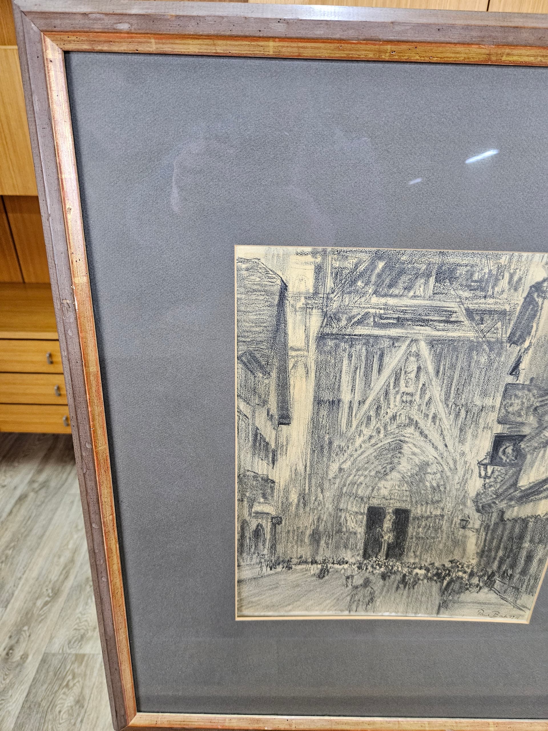 Rysunek Zum Staneburg, kreda czarna, papier, art. P. Bach, Niemcy, początek XX w. - 363640