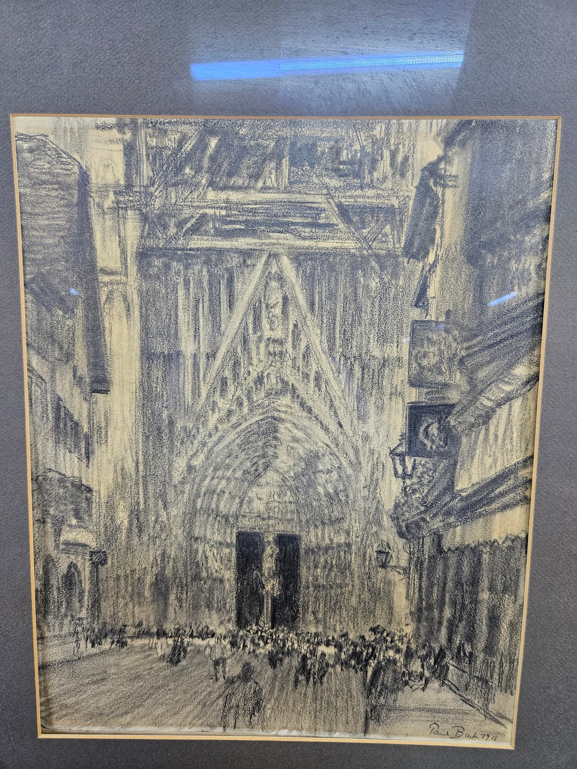 Rysunek Zum Staneburg, kreda czarna, papier, art. P. Bach, Niemcy, początek XX w. - 363648