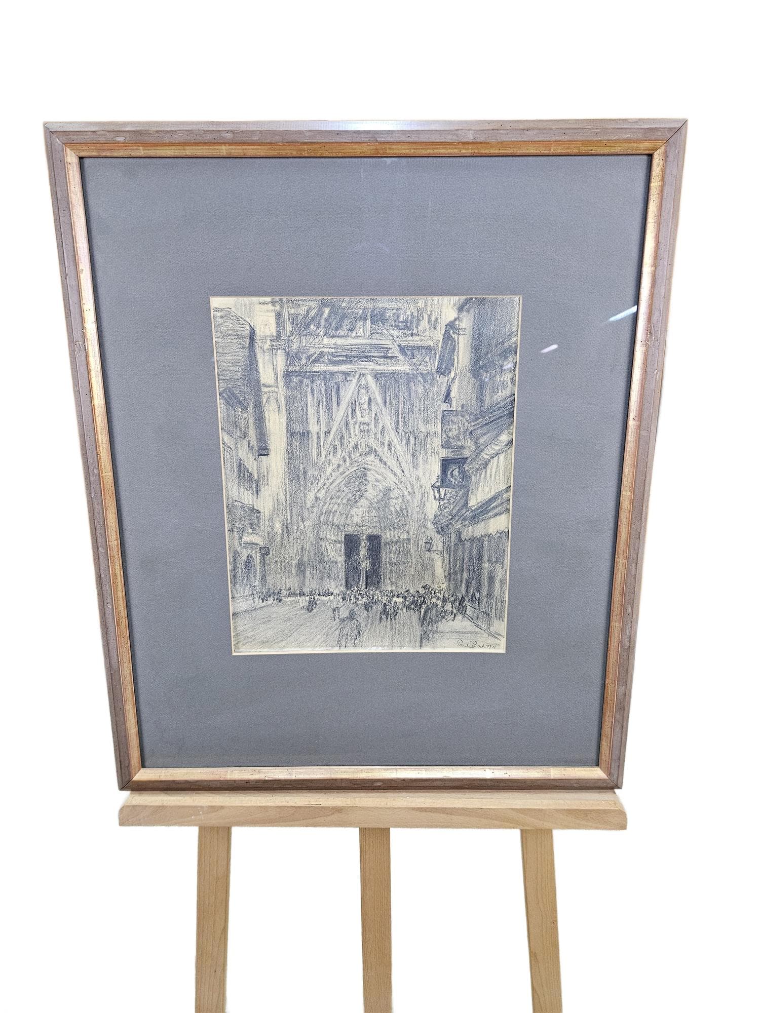 Rysunek Zum Staneburg, kreda czarna, papier, art. P. Bach, Niemcy, początek XX w.