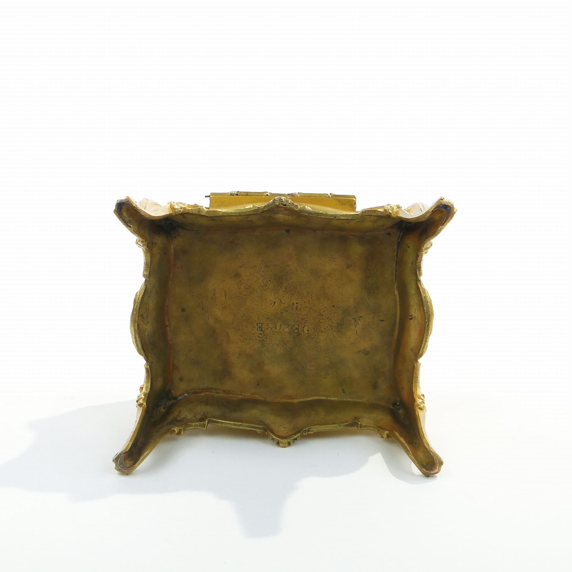 Pudełko na biżuterię, złoty metal, plusz czerwony, Francja, XIX w. - 363652