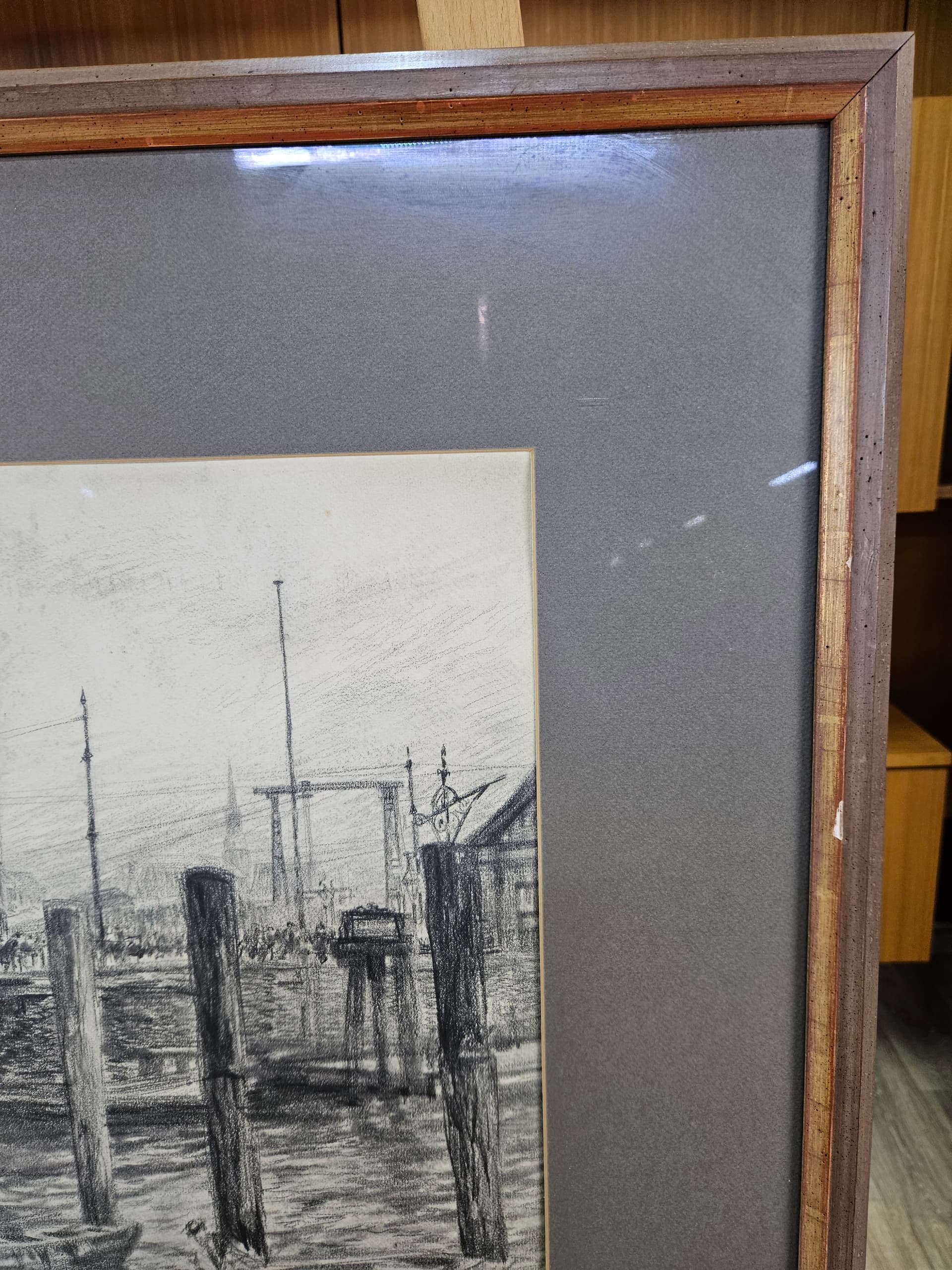 Rysunek Zum Hamburg Nr 8, czarna kreda, papier, art. P. Bach, Niemcy, początek XX w. - 363664