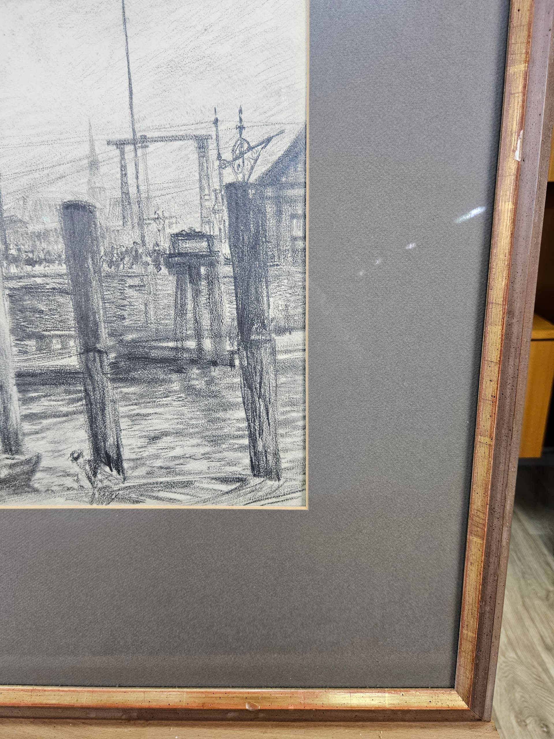 Rysunek Zum Hamburg Nr 8, czarna kreda, papier, art. P. Bach, Niemcy, początek XX w. - 363671