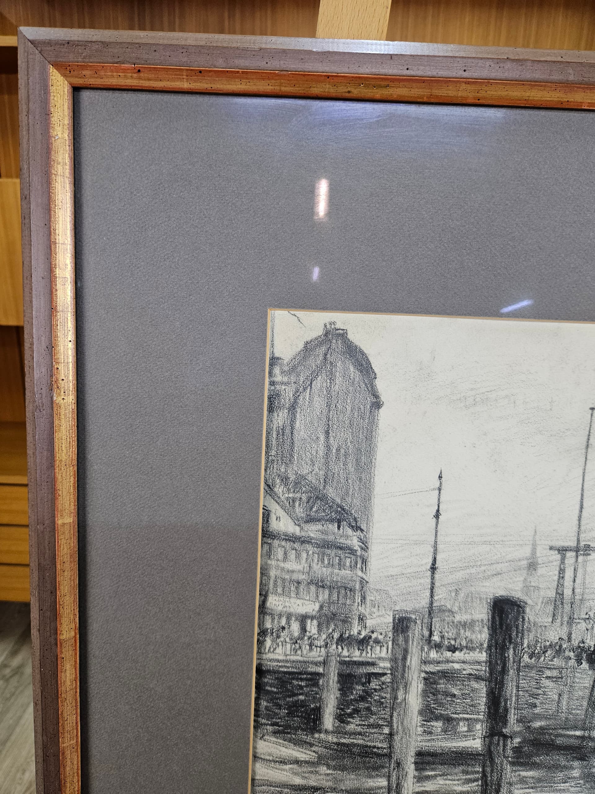 Rysunek Zum Hamburg Nr 8, czarna kreda, papier, art. P. Bach, Niemcy, początek XX w. - 363673