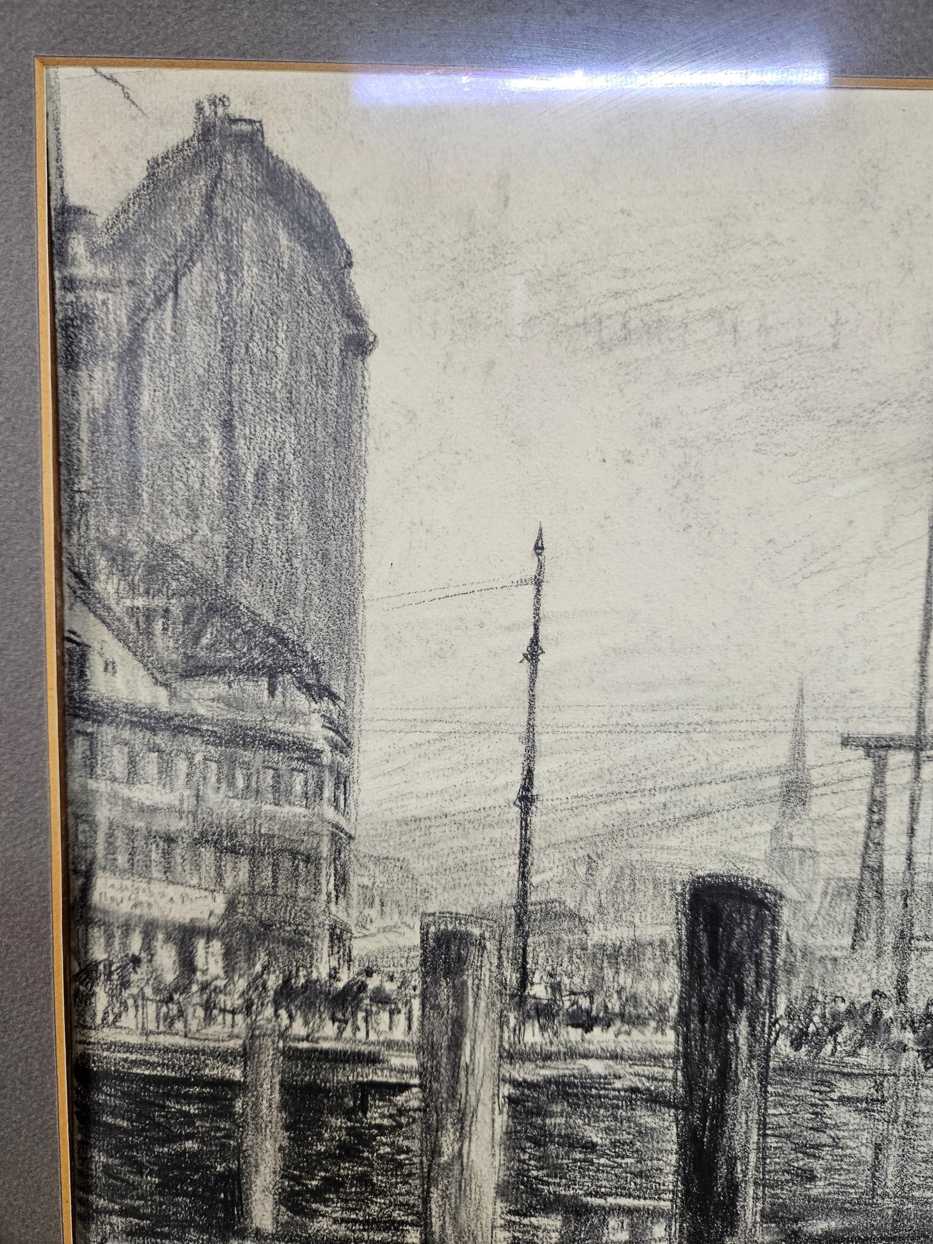 Rysunek Zum Hamburg Nr 8, czarna kreda, papier, art. P. Bach, Niemcy, początek XX w. - 363669