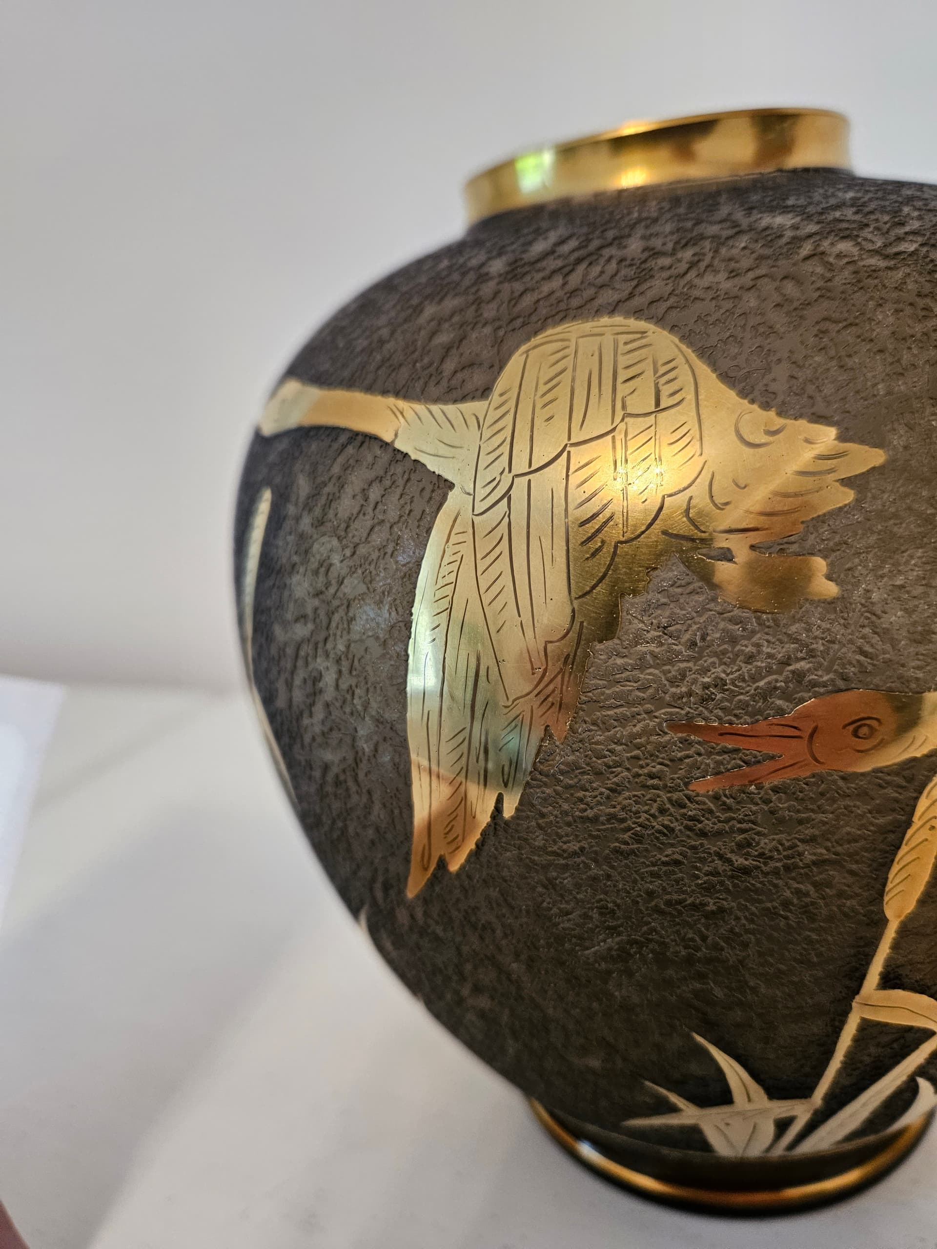Vase, etched grey glass, gilded, by A. Taube, Füge & Taube, Germany, 1960s. - 363689