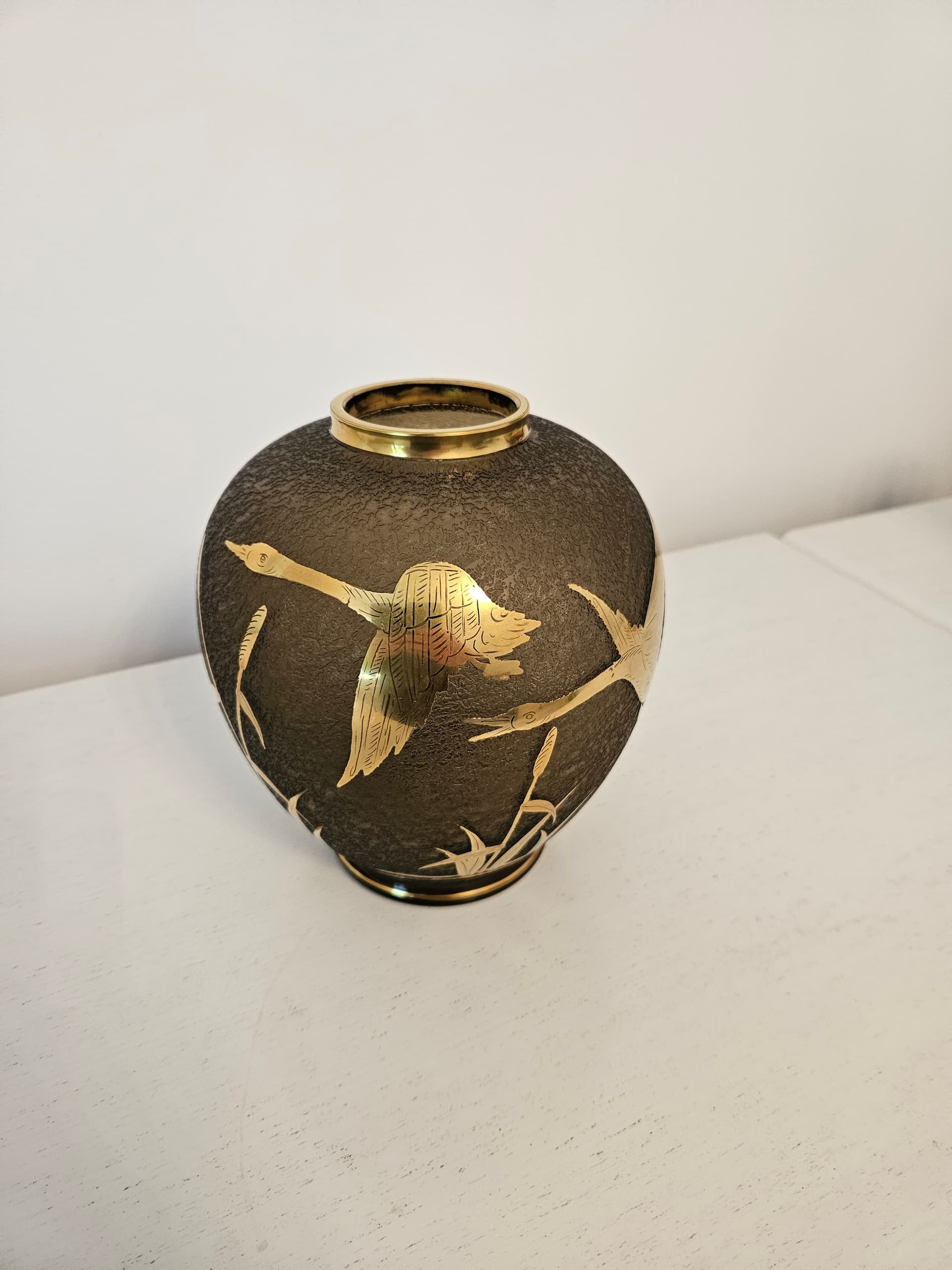 Vase, etched grey glass, gilded, by A. Taube, Füge & Taube, Germany, 1960s. - 363683