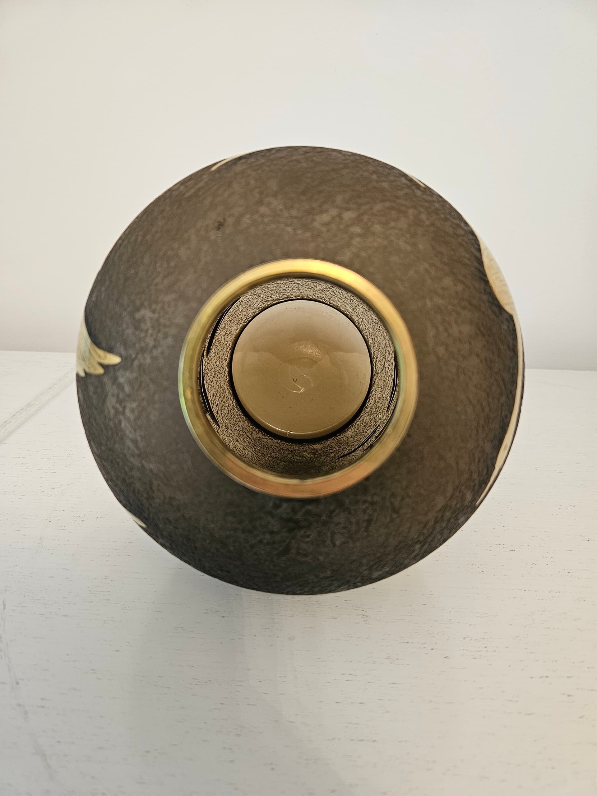 Vase, etched grey glass, gilded, by A. Taube, Füge & Taube, Germany, 1960s. - 363686
