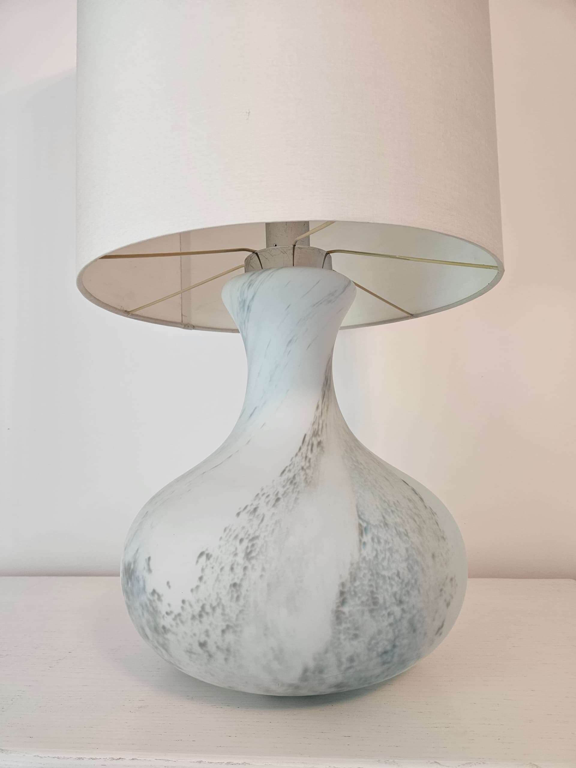 Table lamp, matte grey glass, chrome steel, Limburg, Germany, 1970s. - 363713