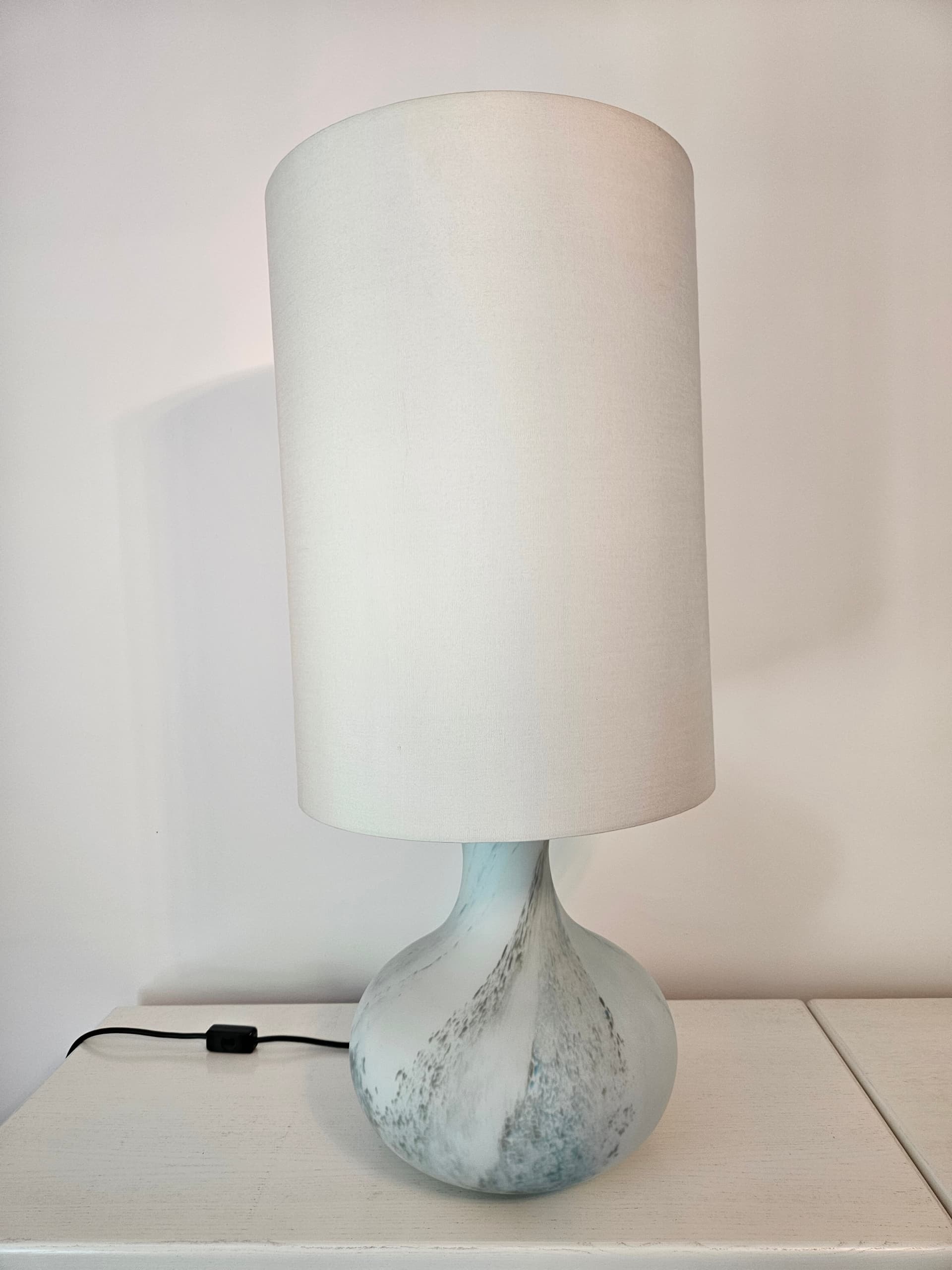 Table lamp, matte grey glass, chrome steel, Limburg, Germany, 1970s. - 363707