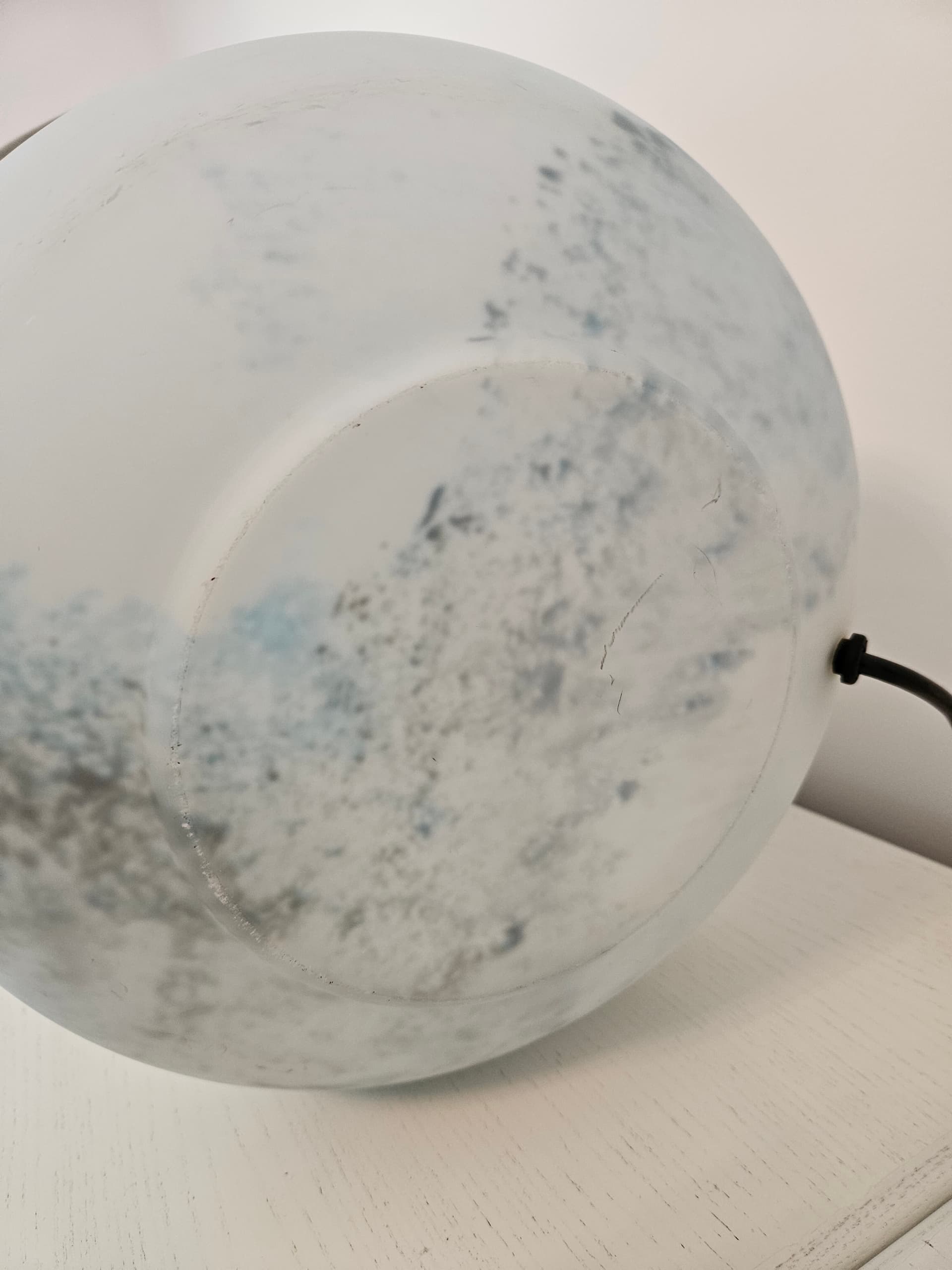Table lamp, matte grey glass, chrome steel, Limburg, Germany, 1970s. - 363710