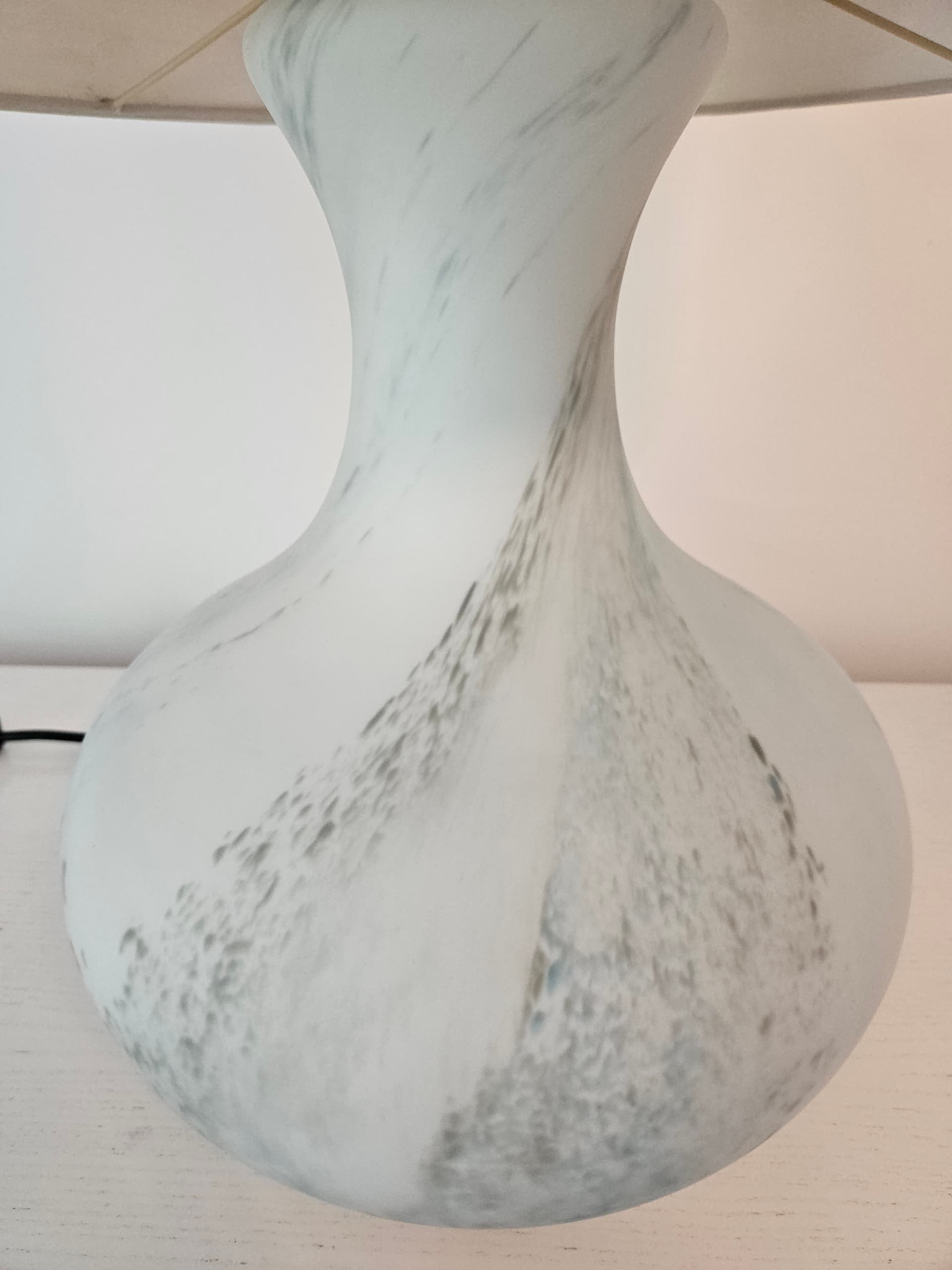 Table lamp, matte grey glass, chrome steel, Limburg, Germany, 1970s. - 363714