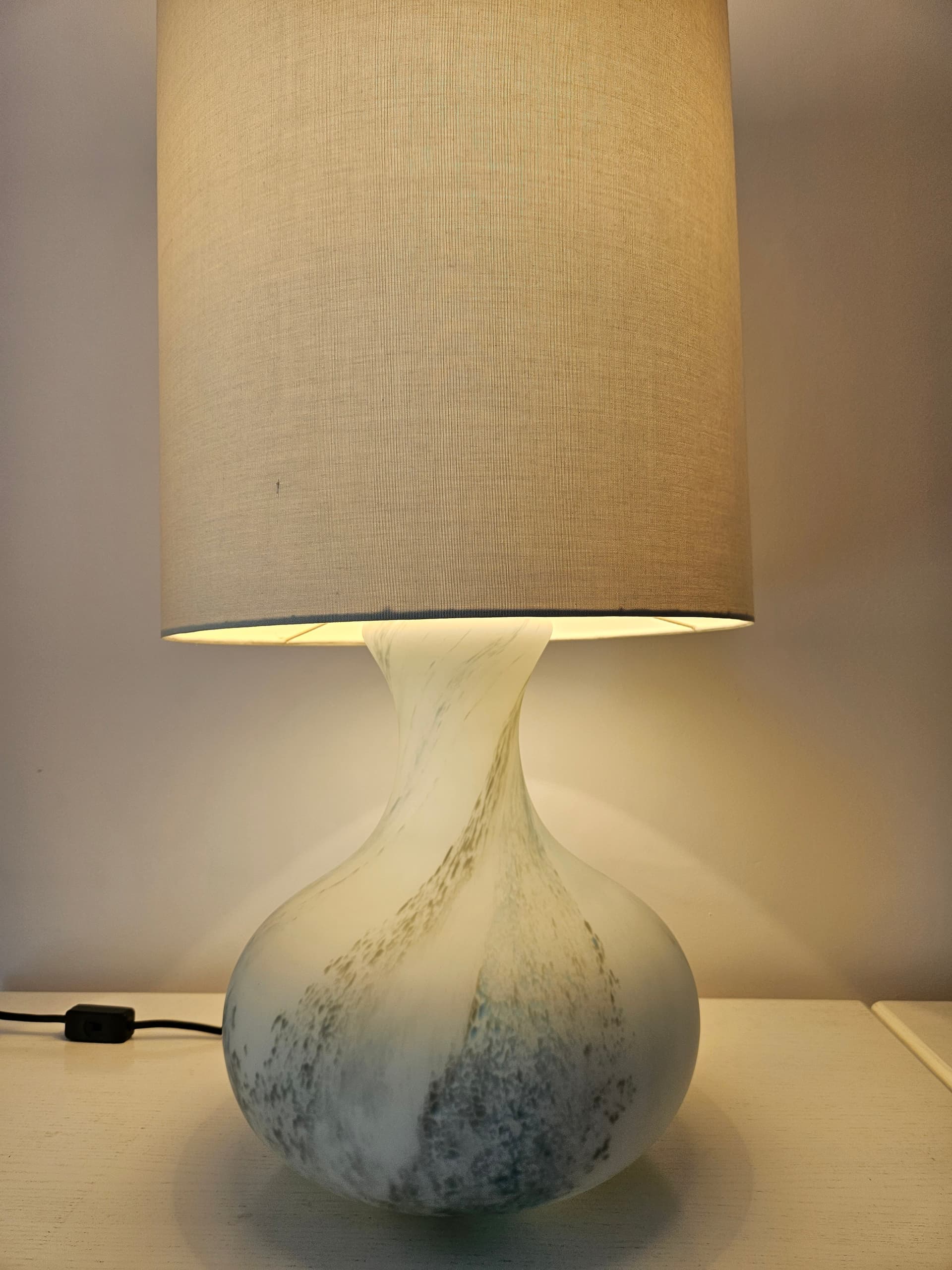 Table lamp, matte grey glass, chrome steel, Limburg, Germany, 1970s. - 363717