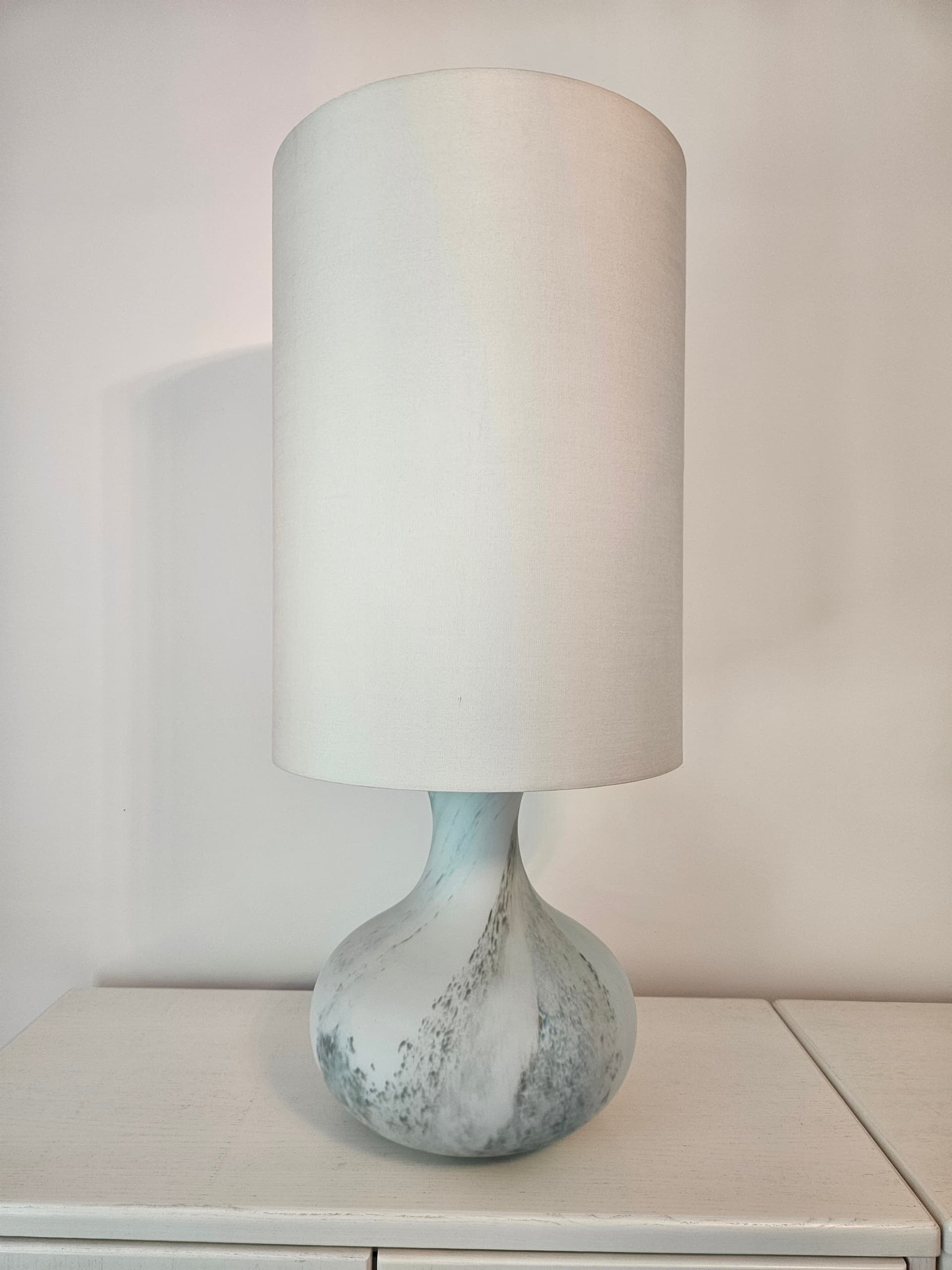 Table lamp, matte grey glass, chrome steel, Limburg, Germany, 1970s. - 363704