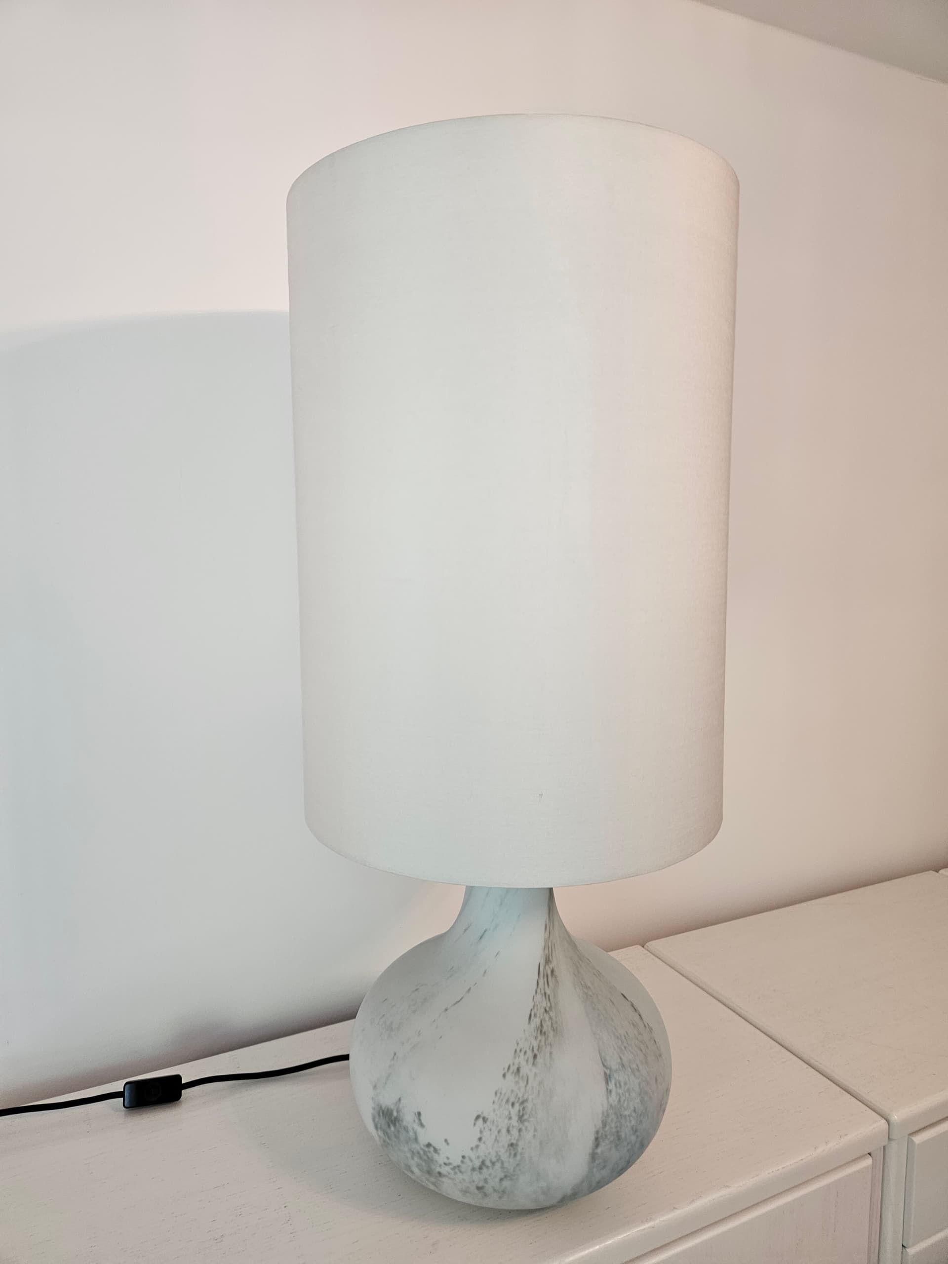 Table lamp, matte grey glass, chrome steel, Limburg, Germany, 1970s. - 363705