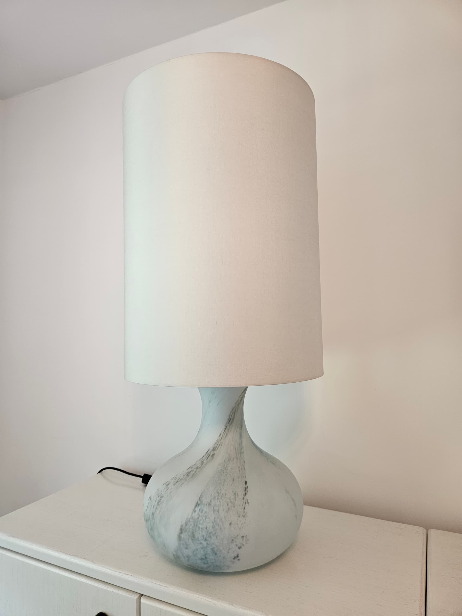 Table lamp, matte grey glass, chrome steel, Limburg, Germany, 1970s. - 363711