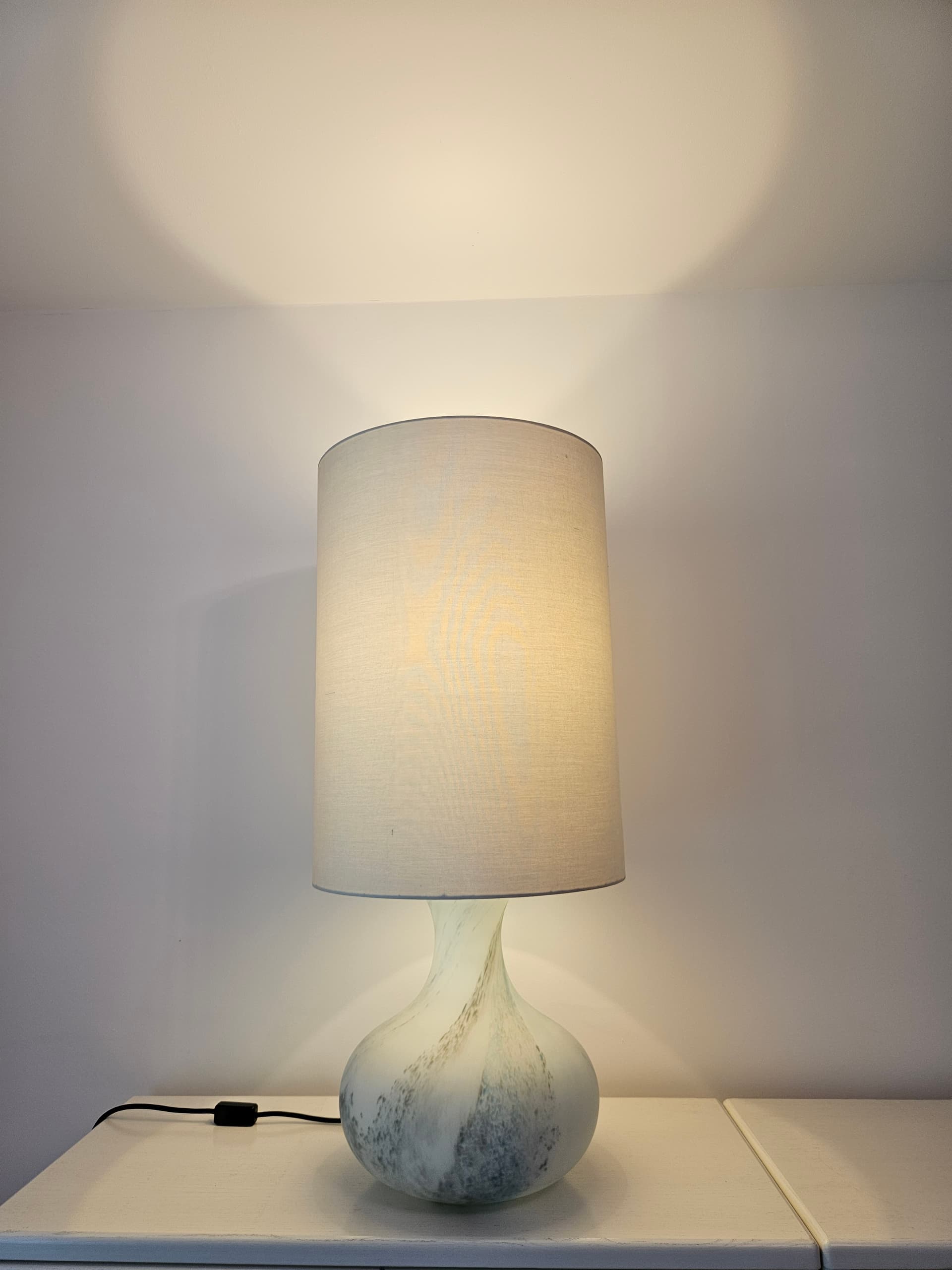 Table lamp, matte grey glass, chrome steel, Limburg, Germany, 1970s. - 363708