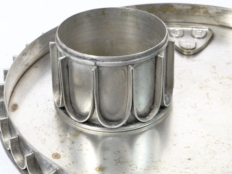 Gabinetowy zestaw do palenia tytoniu, srebrny biały metal platerowany srebrem, Imago Artis, Polska, lata 50. - 363740