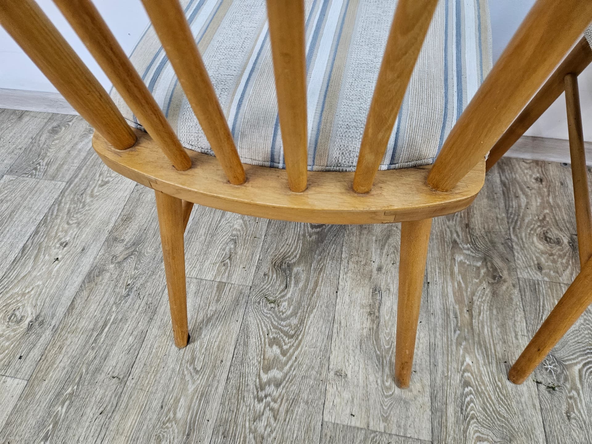 Pair of chairs, brown wood, beige fabric, Germany, 1960s - 363813