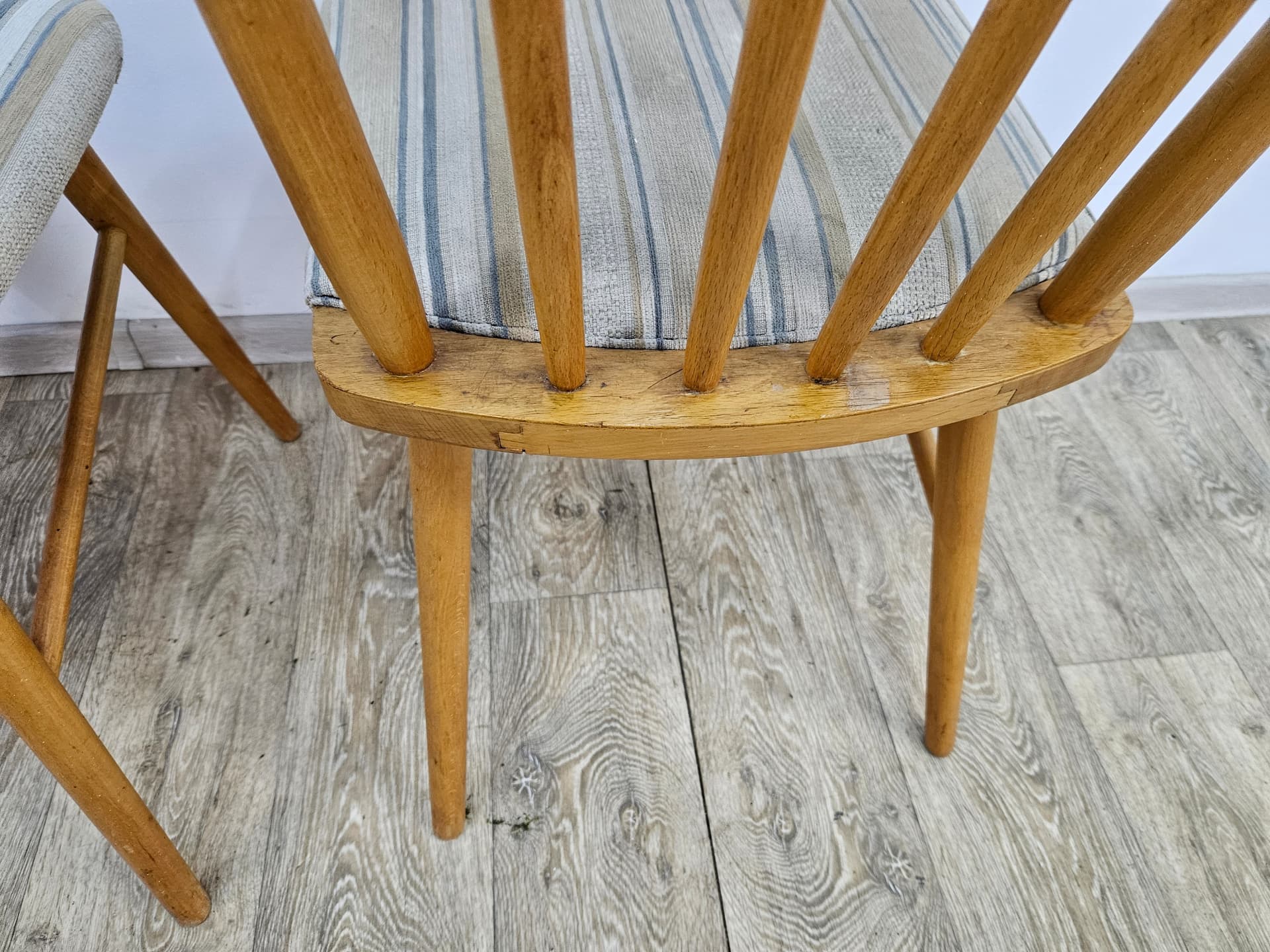 Pair of chairs, brown wood, beige fabric, Germany, 1960s - 363822