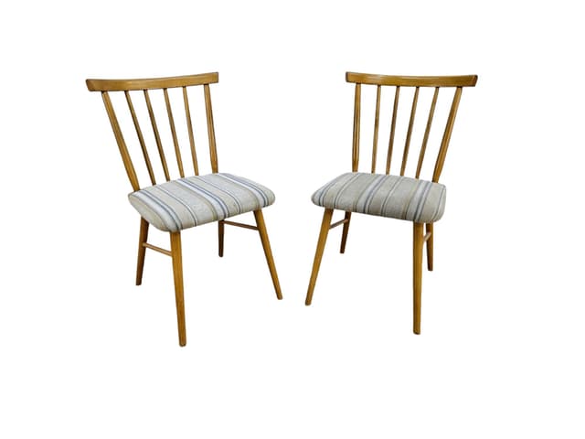 Pair of chairs, brown wood, beige fabric, Germany, 1960s - DIMENSION