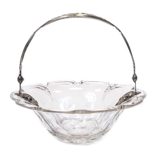 Jardiniere Biedermeier, clear crystal, silver, Norway, 19th century - DIMENSION