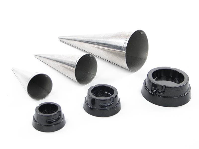 Set of Three Spice Containers, stainless steel silver, plastic black, by P. Forssell, Sweden, 2000s - 363874