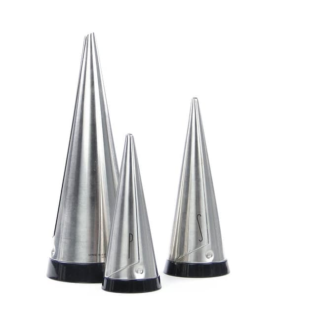 Set of Three Spice Containers, stainless steel silver, plastic black, by P. Forssell, Sweden, 2000s - DIMENSION