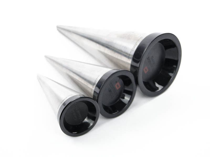 Set of Three Spice Containers, stainless steel silver, plastic black, by P. Forssell, Sweden, 2000s - 363873