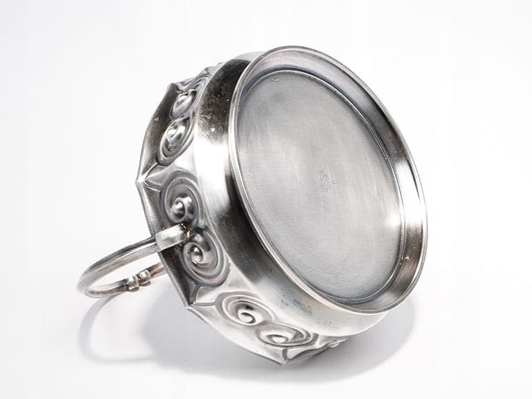 Art Nouveau Basket, matte silver, brass, glass, Poland, early 20th century - 363906